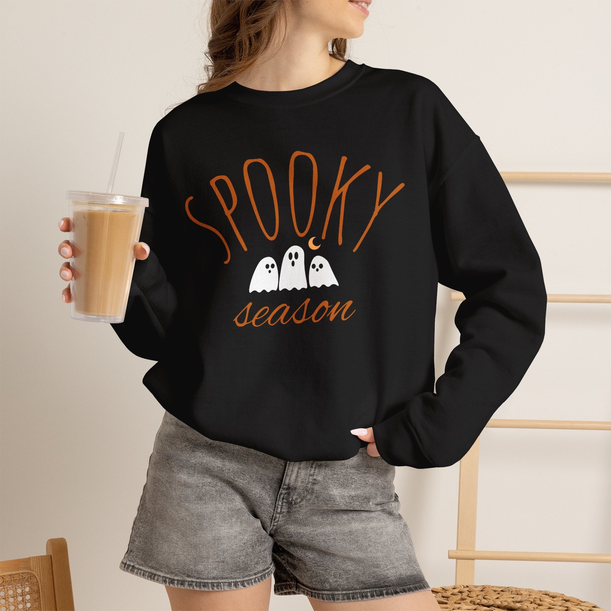 Spooky Season Crewneck Sweatshirt | Cute Ghosts Halloween Pullover