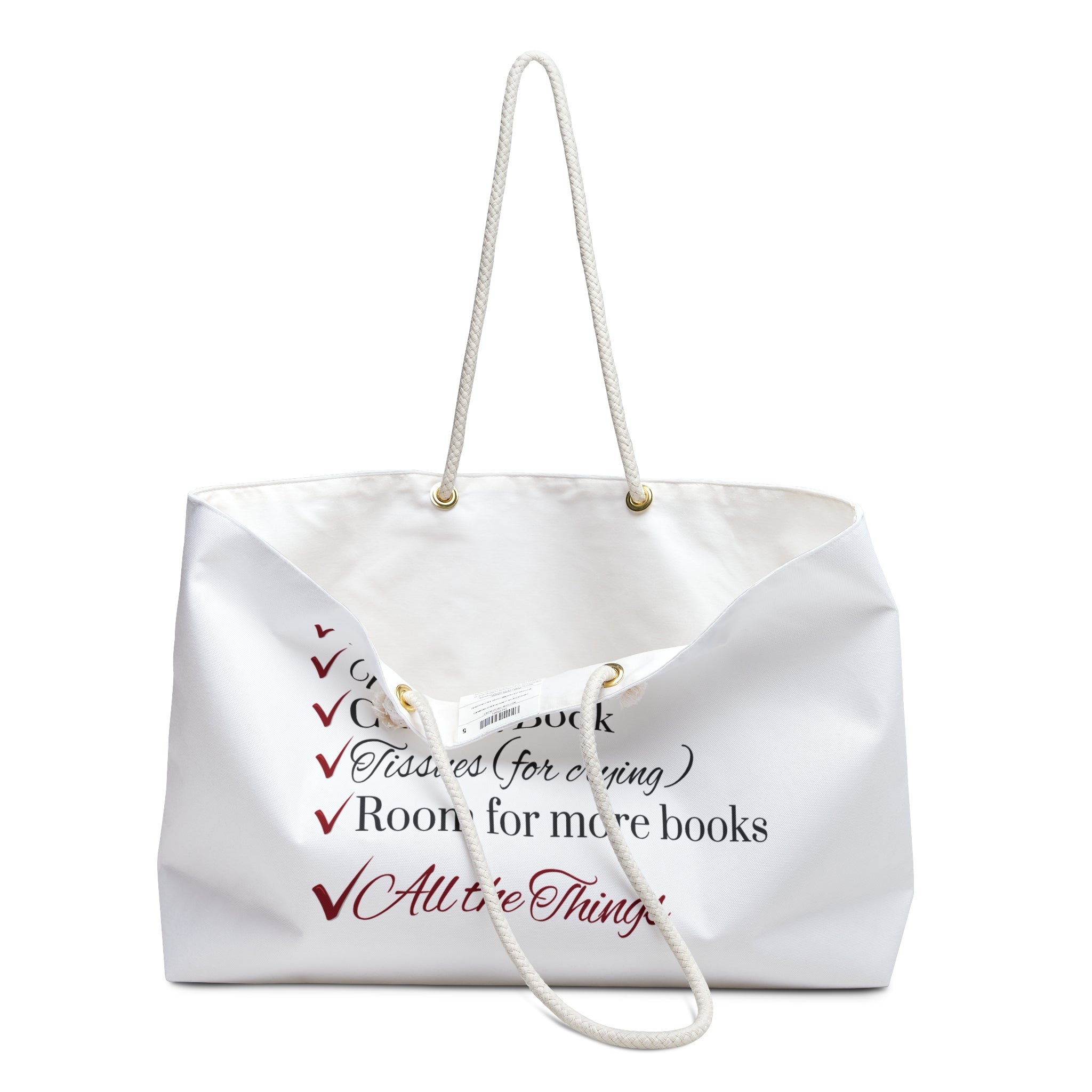 Weekender Bag — "All the Things" Booklover Tote