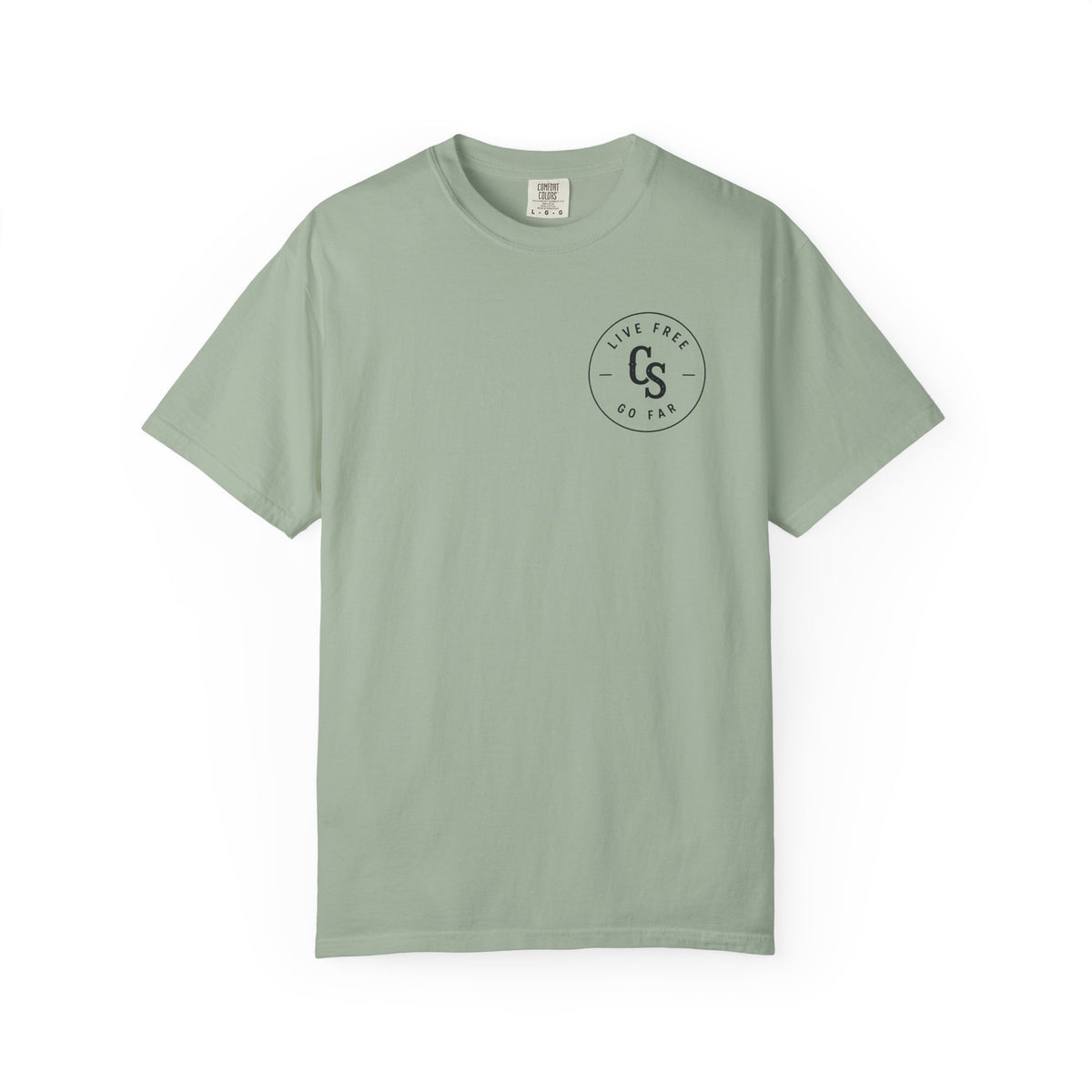 Live Free Go Far CS Logo T-Shirt | Circular Badge Chest & Back Print