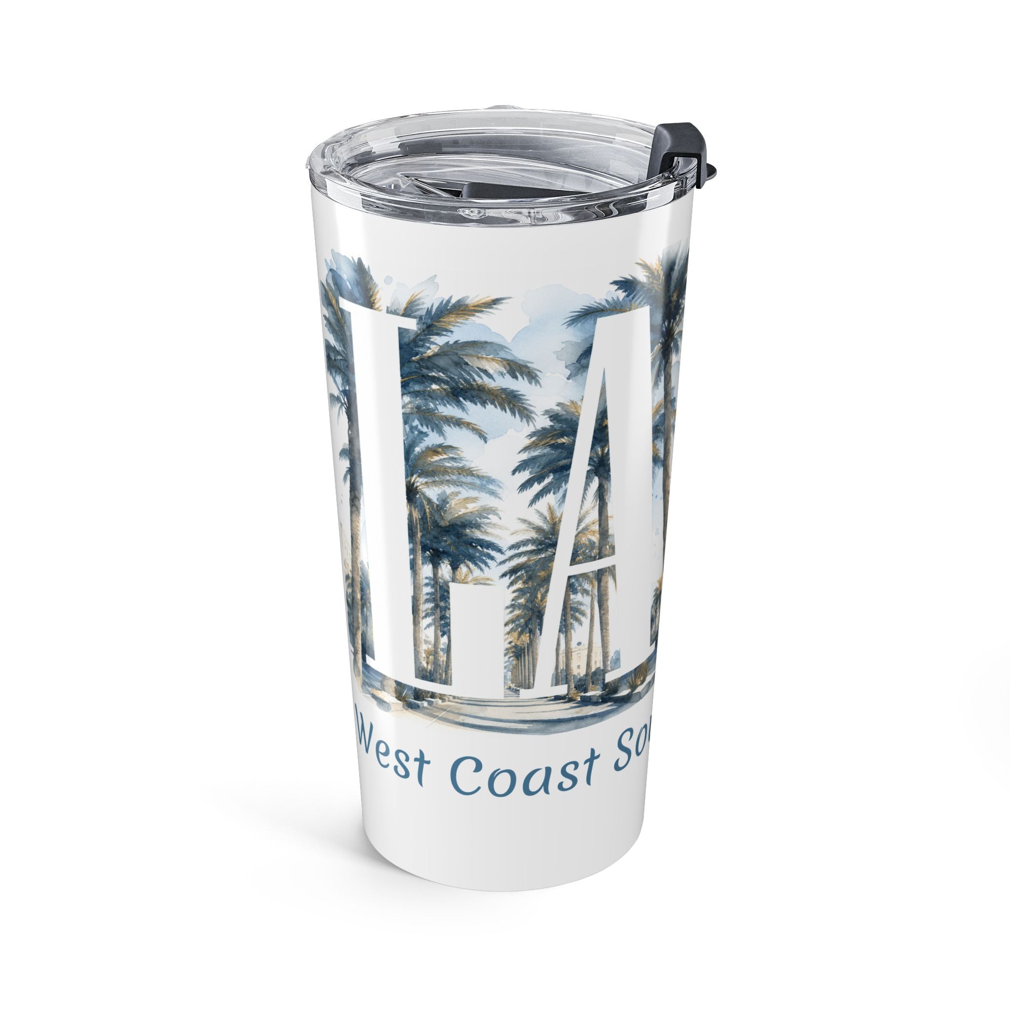 West Coast Soul 20oz Tumbler – LA Watercolor Coastal Palm