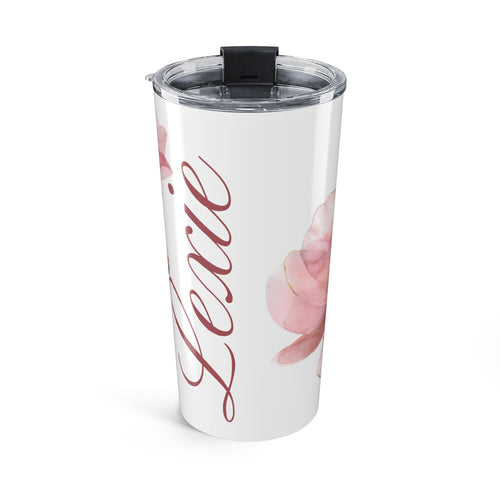20oz Floral Personalized Tumbler – Pink Watercolor Poppies, Custom Name Travel Cup