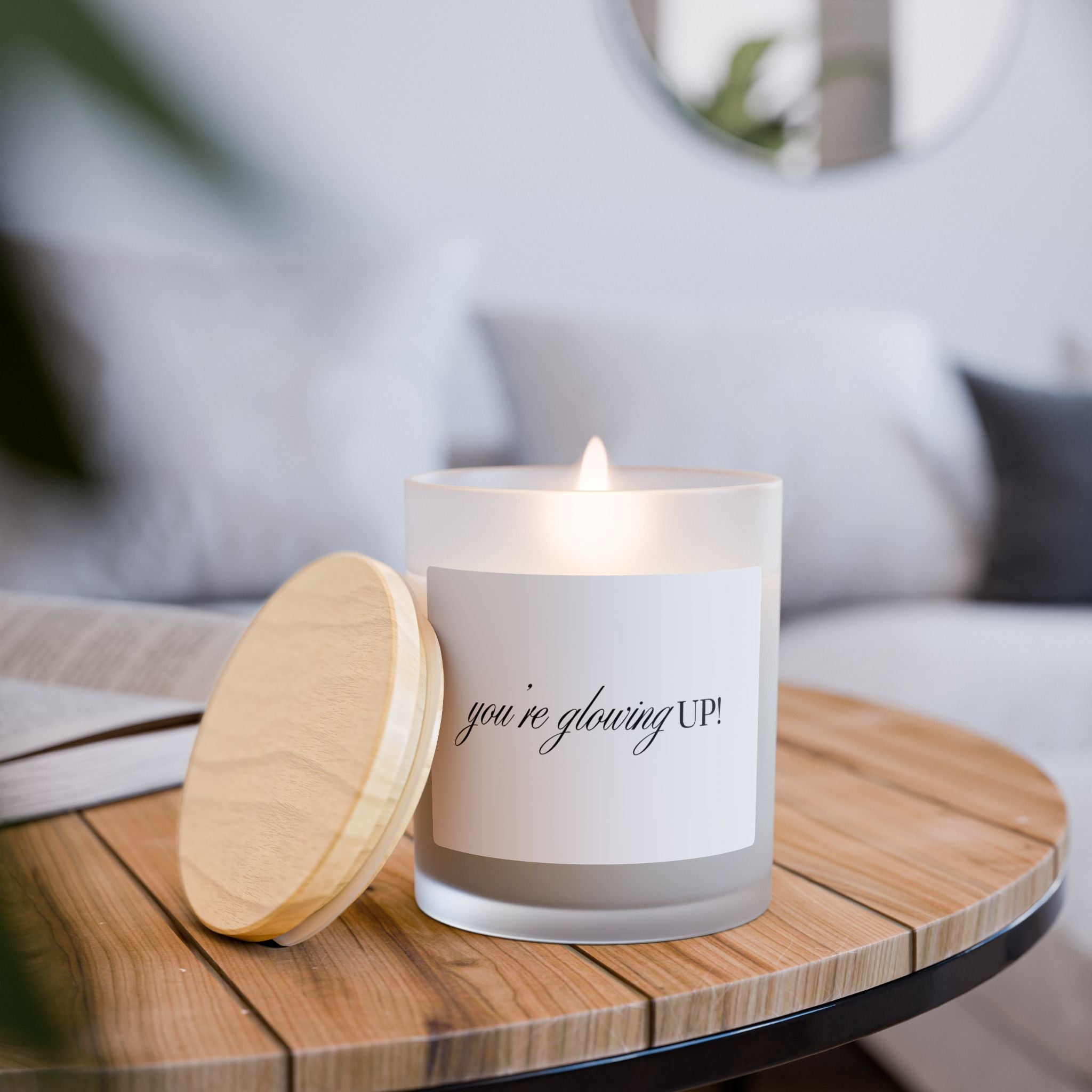 You're Glowing Up! Frosted Glass Candle | 11oz Wood Wick Birthday Candle