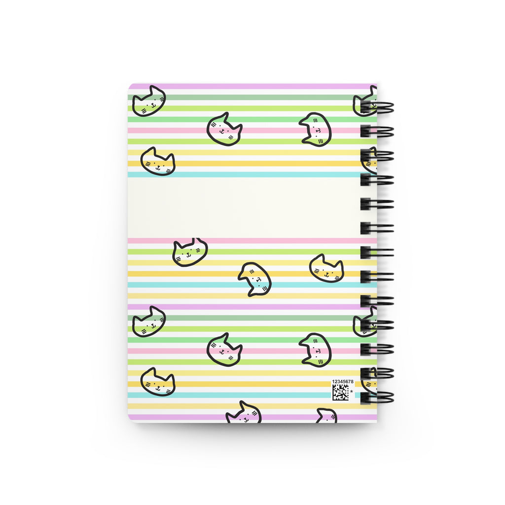 Spiral Journal | My Journal Pastel Striped Cute Cat Notebook