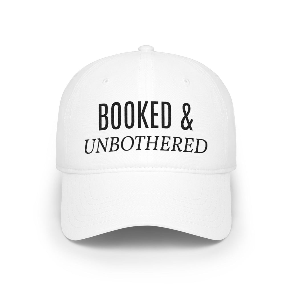 Booked & Unbothered Cap — White Bookish Baseball Hat