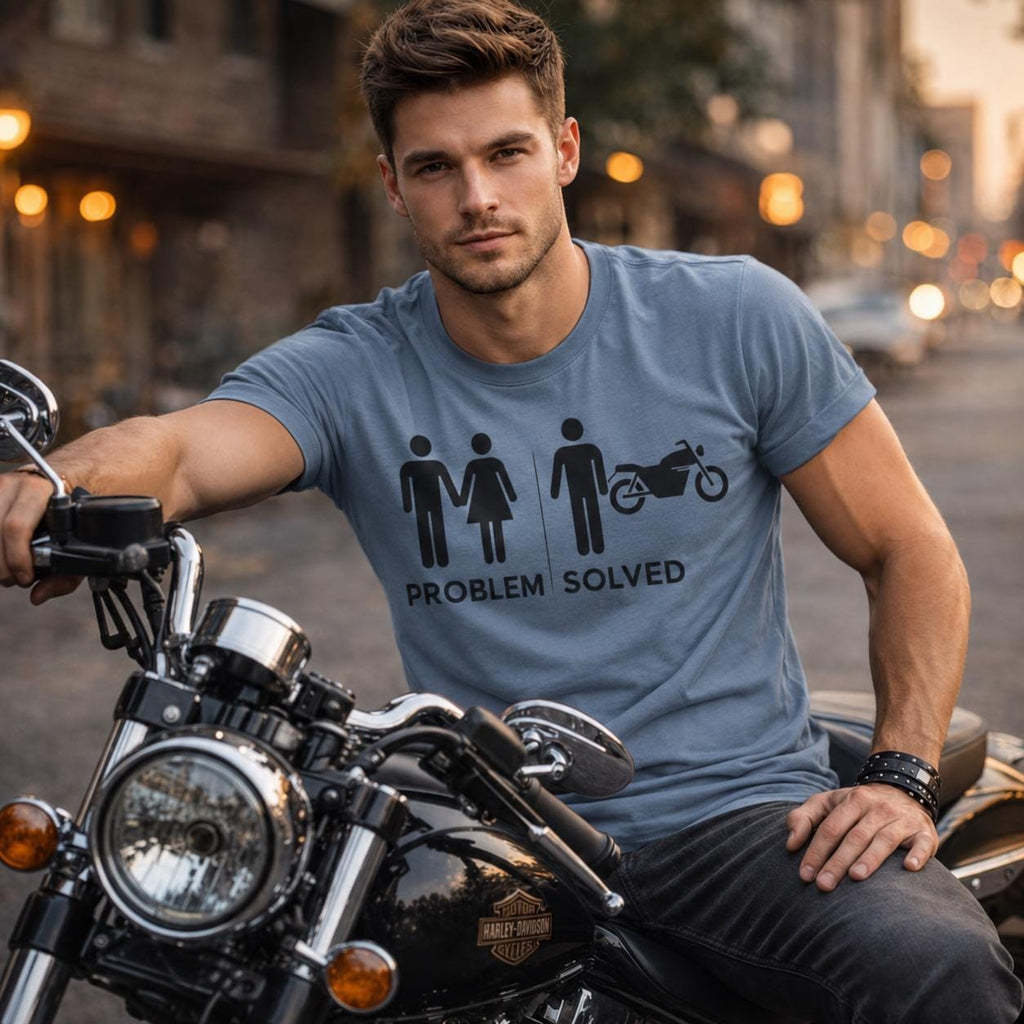 Problem Solved Motorcycle T-shirt | Funny Motorcycle Humor