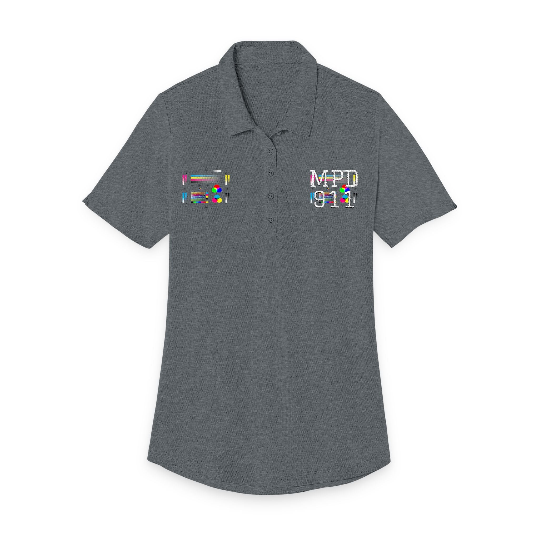 Ladies Polo — Colorful Mosaic MPI 912 Chest Logos