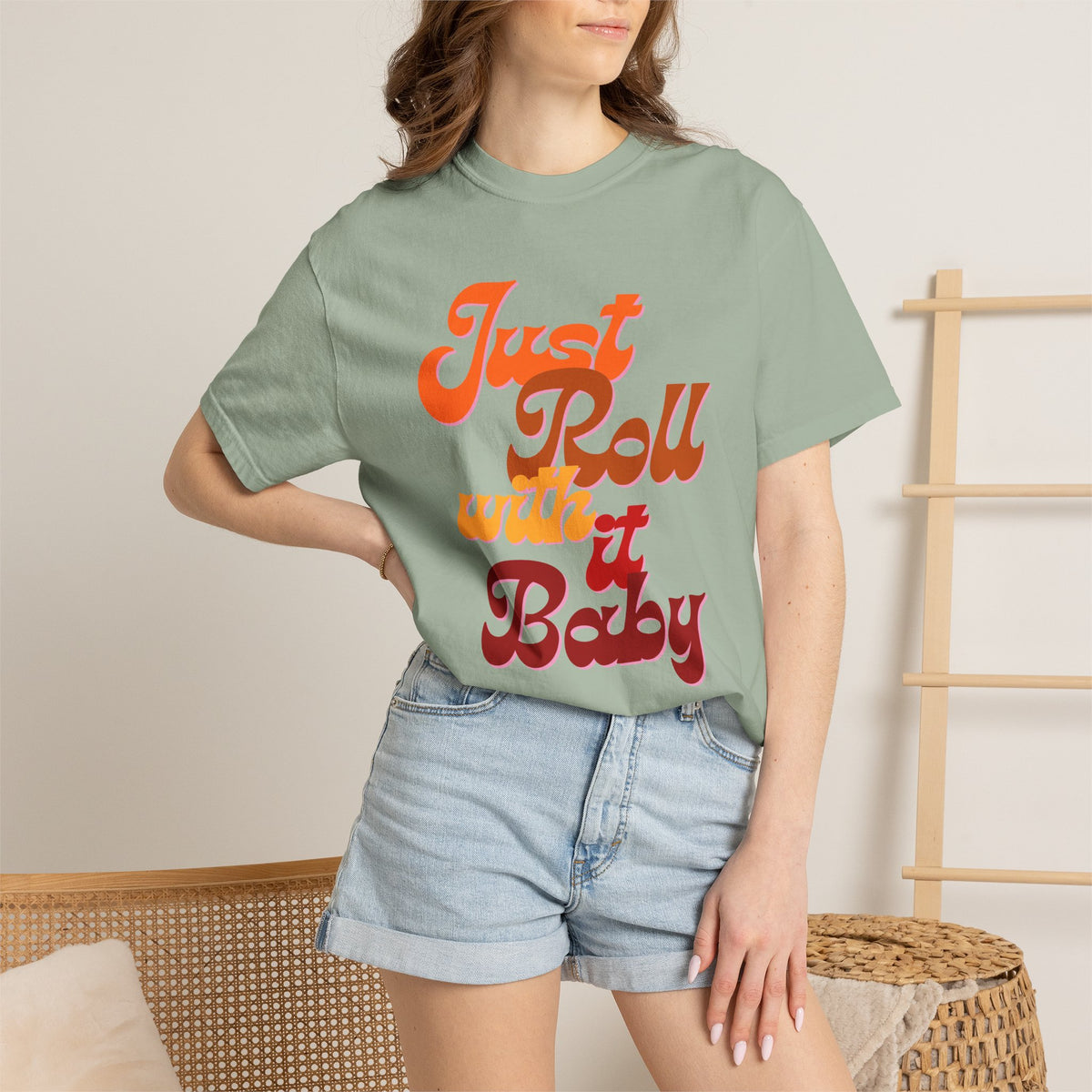 Just Roll With It Baby T-Shirt — Retro Script Tee