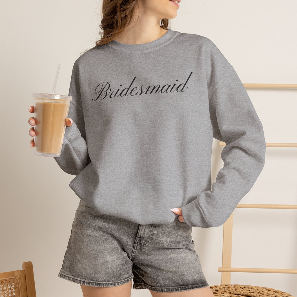 Bridesmaid Crewneck Sweatshirt - Elegant Script Bridal Party Pullover