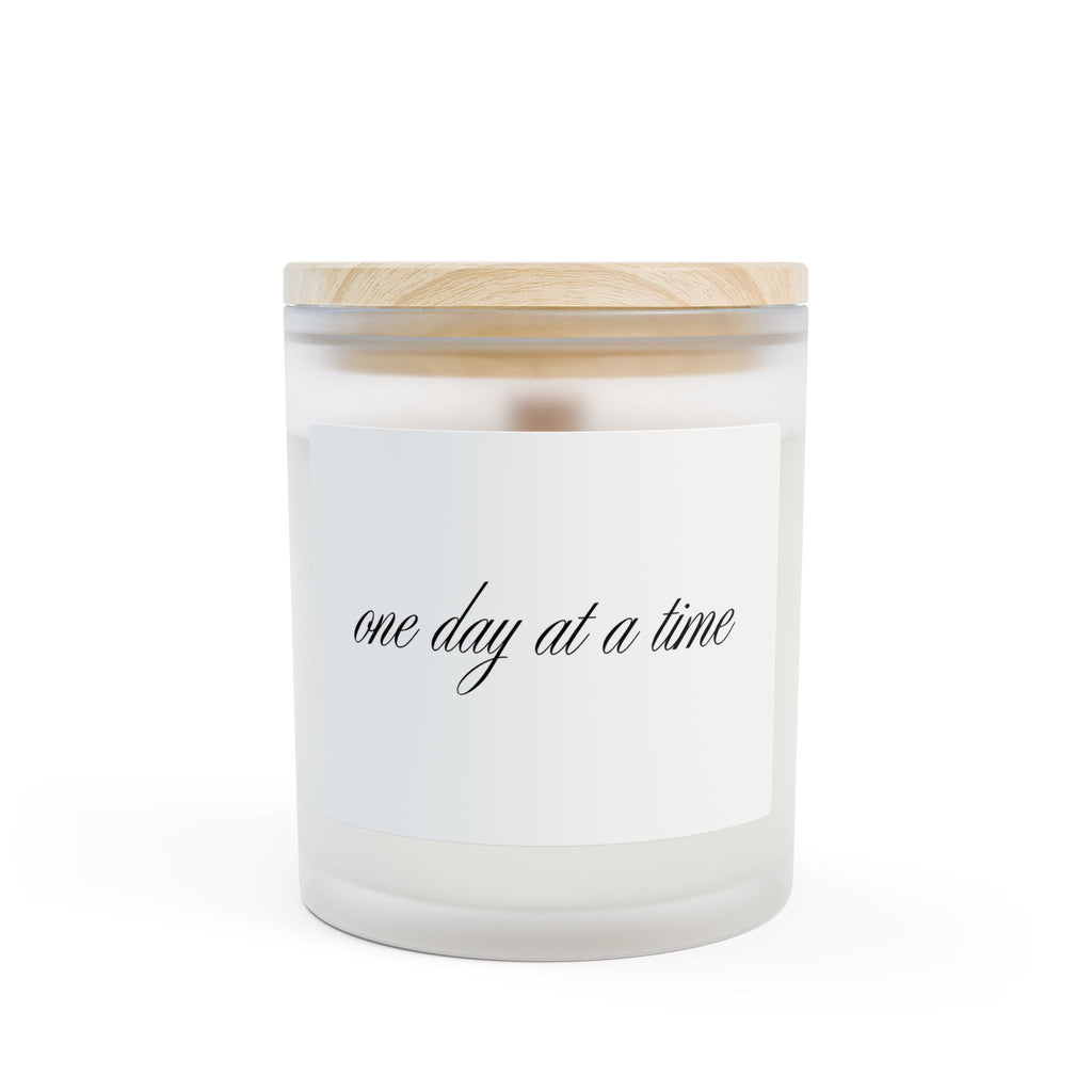 Inspirational Soy Candle - "One Day at a Time" Frosted Glass, 11oz