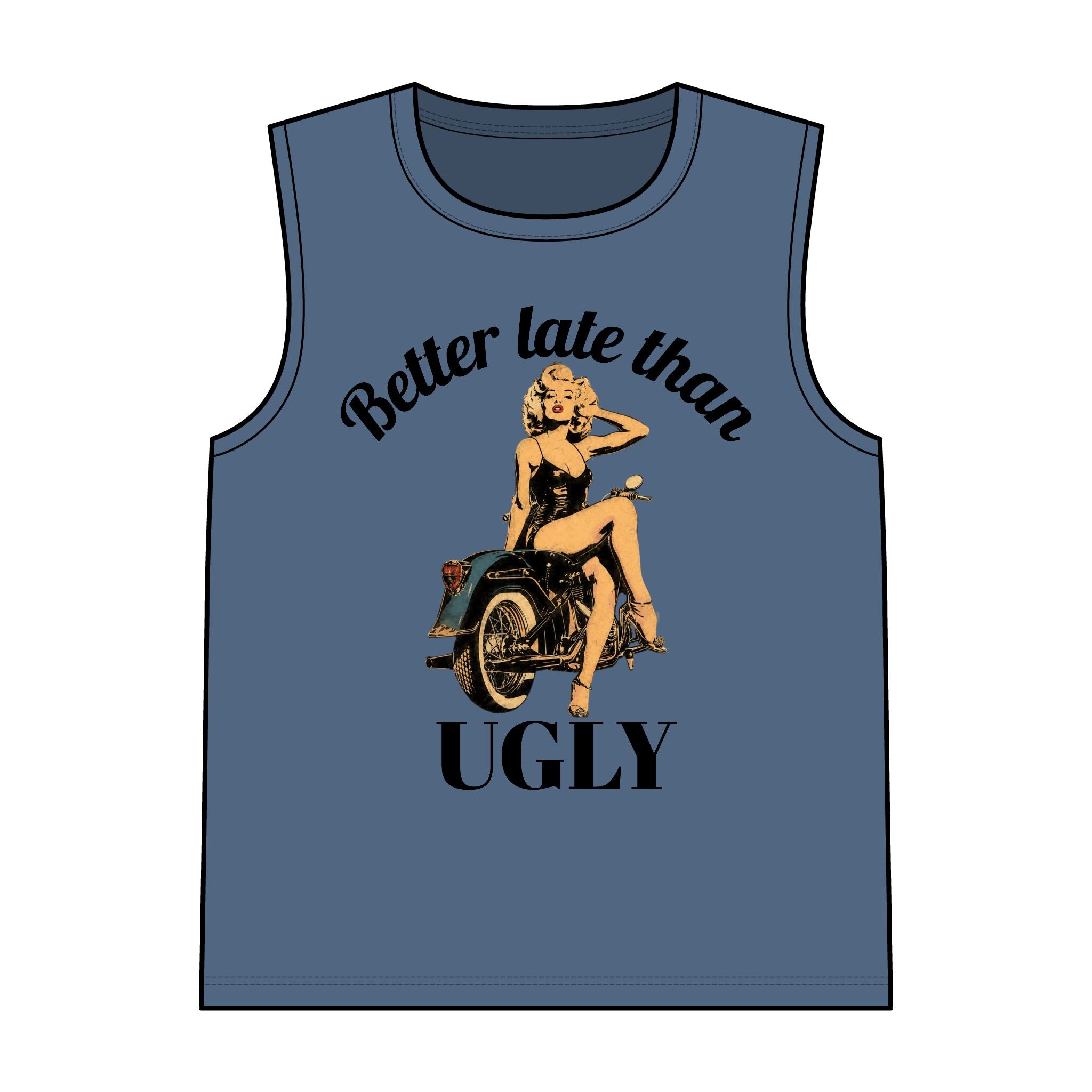 Retro Moto Pinup Tank — Vintage Pinup Girl on Motorcycle