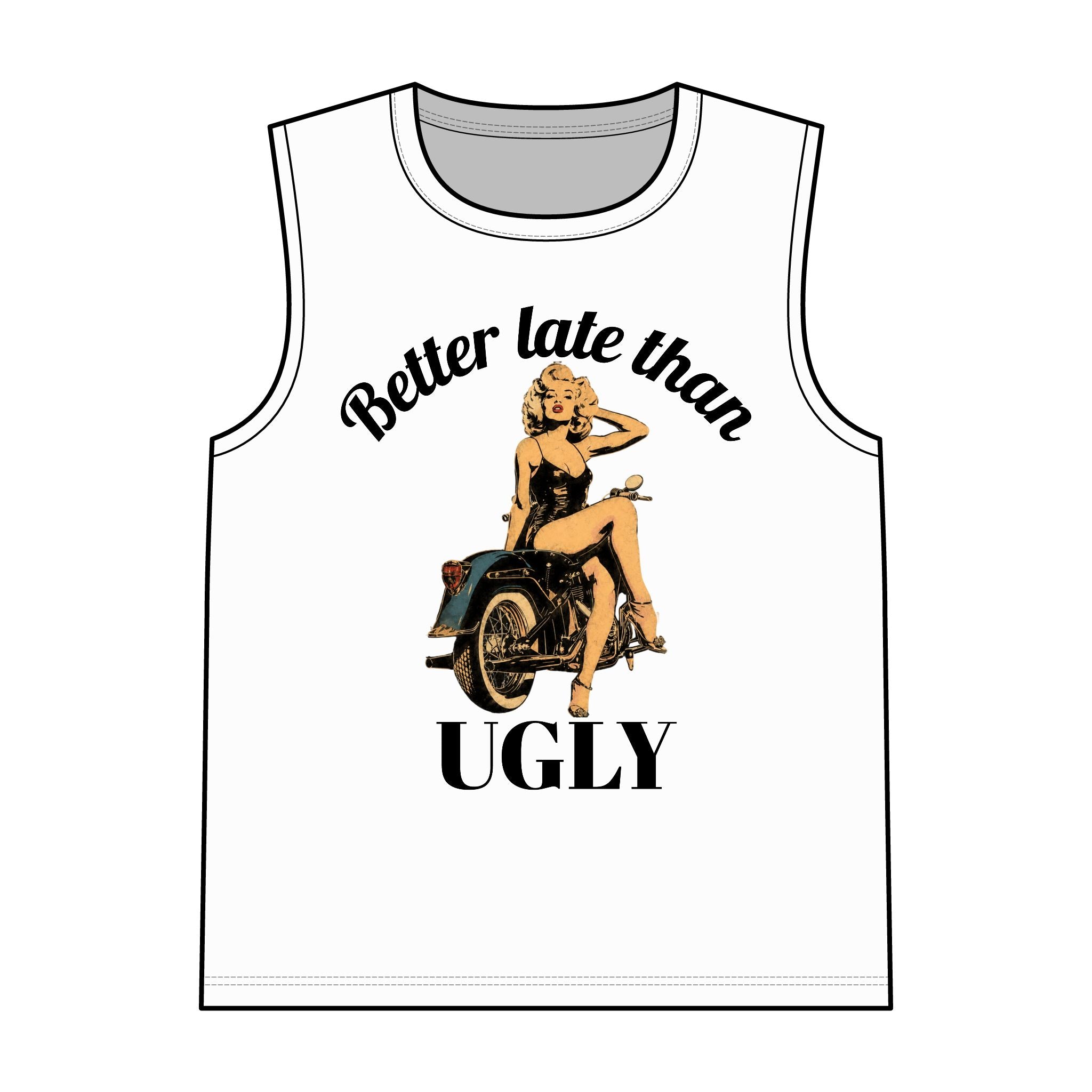 Retro Moto Pinup Tank — Vintage Pinup Girl on Motorcycle