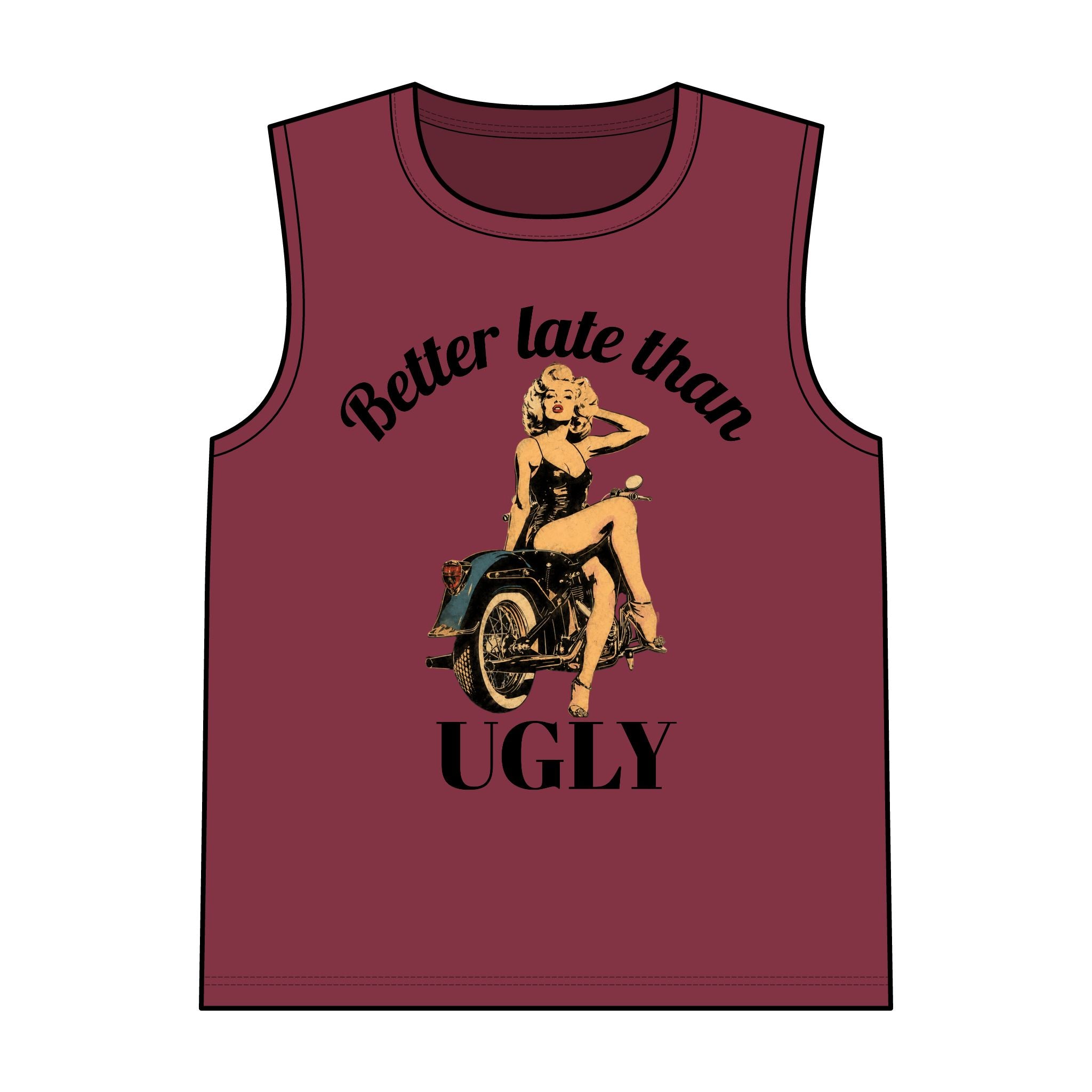 Retro Moto Pinup Tank — Vintage Pinup Girl on Motorcycle