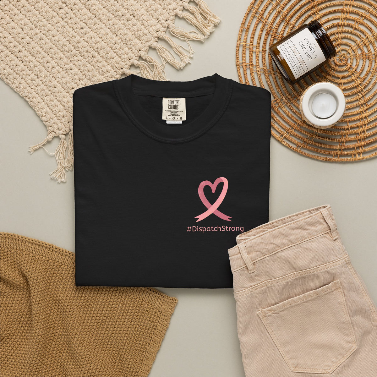 Support Ribbon T-Shirt — #DispatchStrong Breast Cancer Awareness Tee