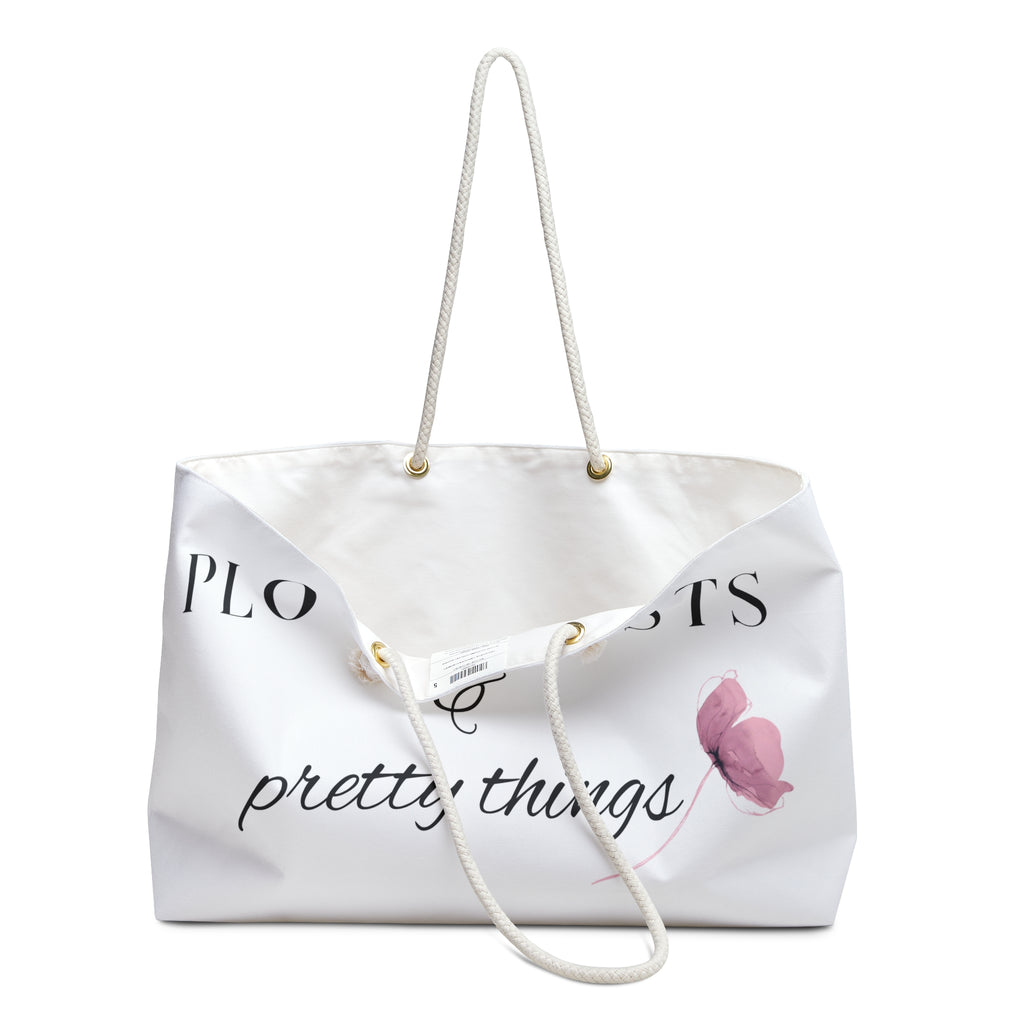 Weekender Bag — "Plot Twists & Pretty Things" Floral Travel Tote