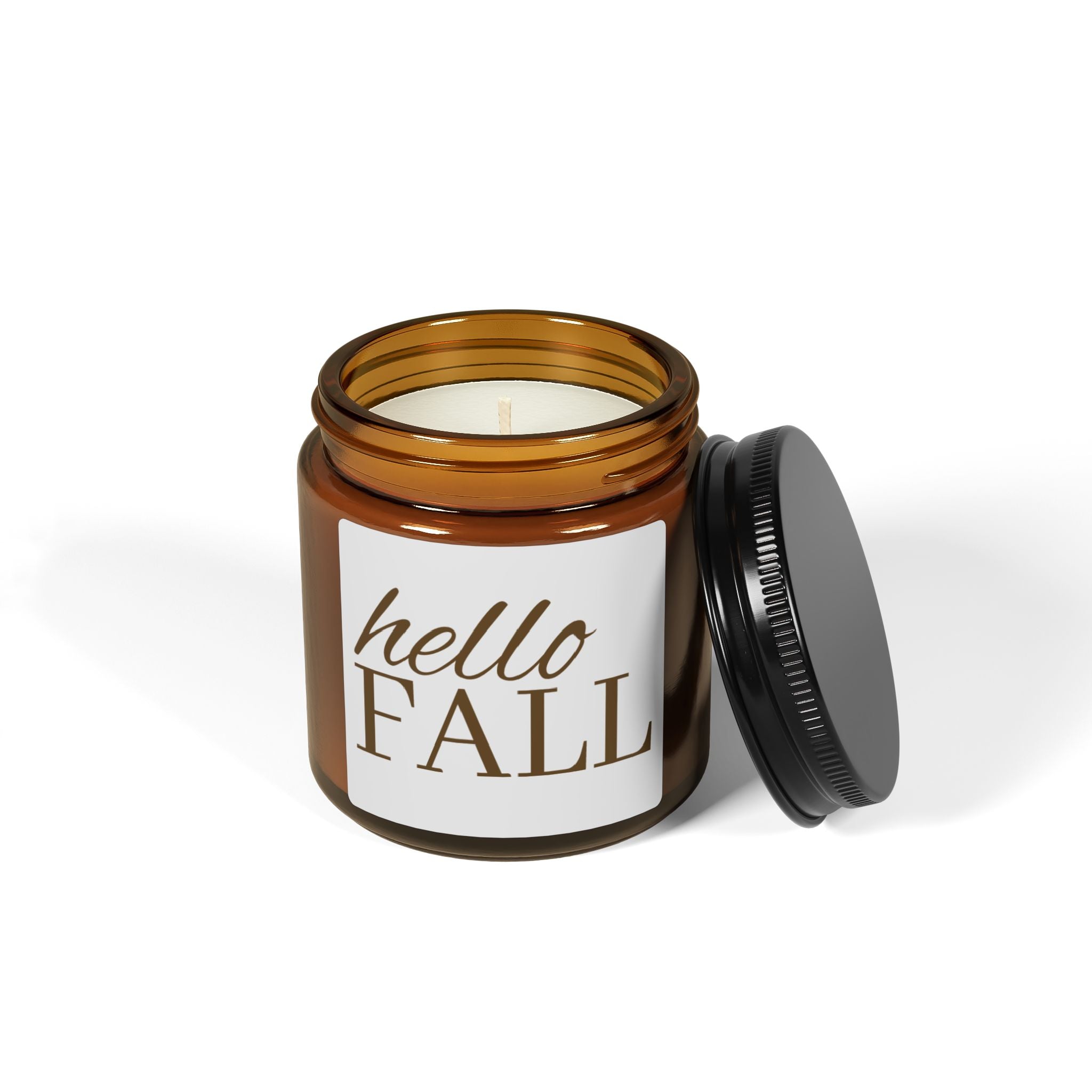 Hello Fall Candle Amber Jar | Scented Soy Candle