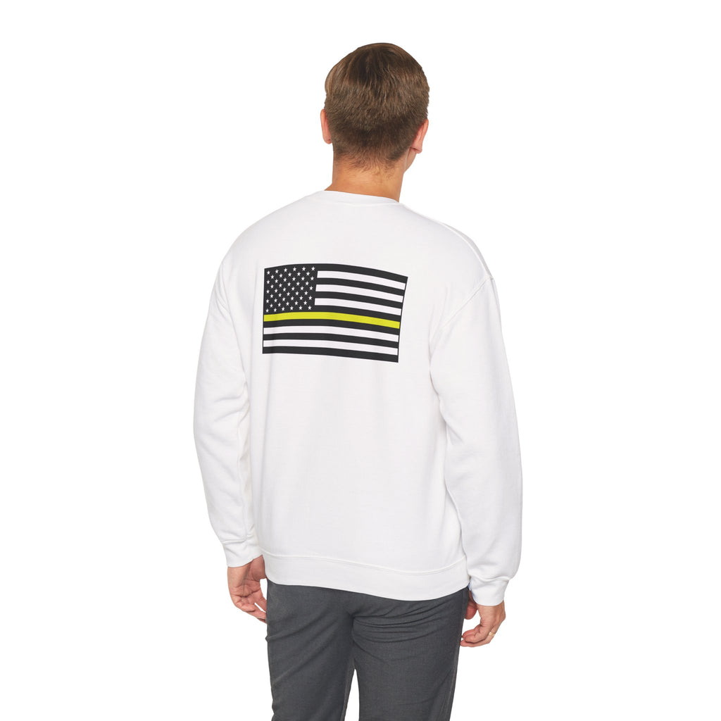 Crewneck Sweatshirt - Thin Yellow Line American Flag Design (Back & Chest)