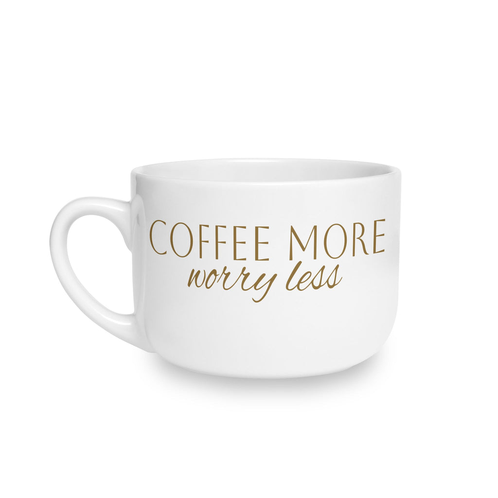 Coffee More, Worry Less Latte Mug – 25oz Ceramic