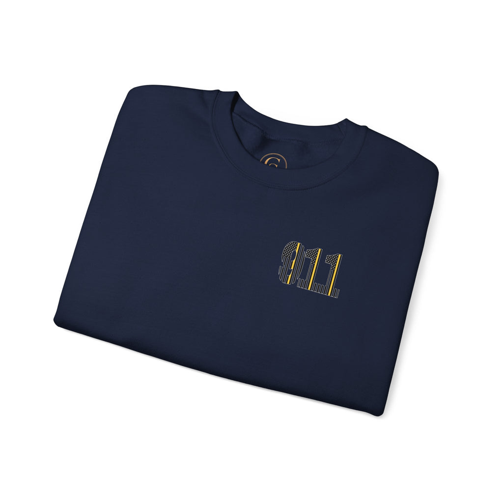 911 Thin Gold Line Flag Crewneck Sweatshirt — Thin Gold Line Dispatcher