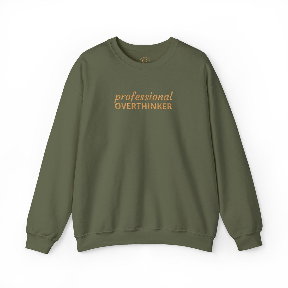 Professional Overthinker Embroidered Sweatshirt — Funny Crewneck Pullover for Thinkers