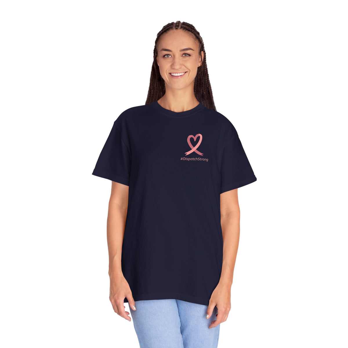 Support Ribbon T-Shirt — #DispatchStrong Breast Cancer Awareness Tee