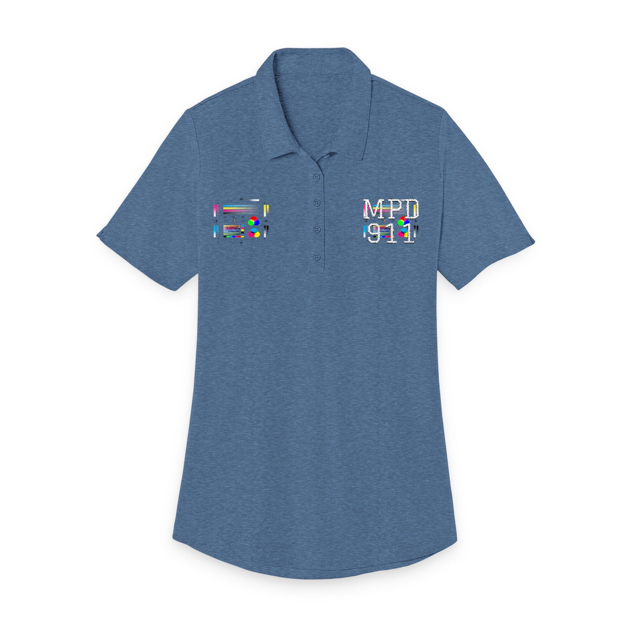 Ladies Polo — Colorful Mosaic MPI 912 Chest Logos