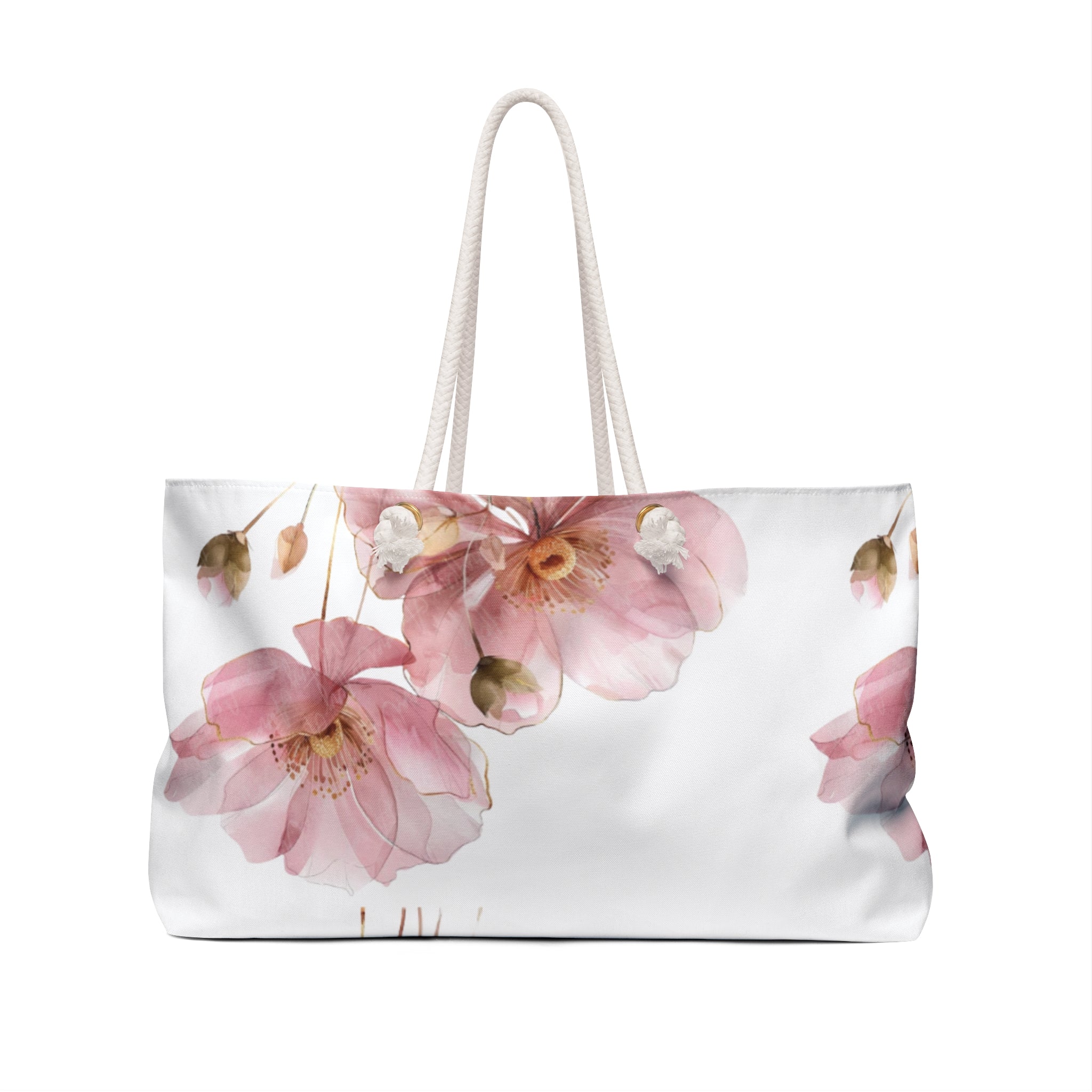 Floral Watercolor Weekender Bag — Pink Blossom Travel Tote