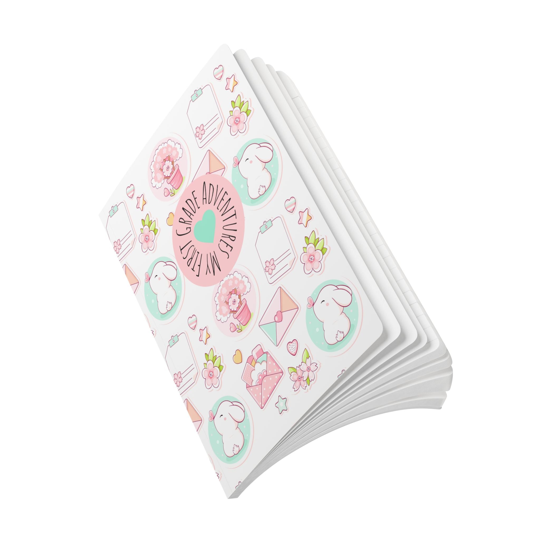 Cute Pastel First Grade Journal — "My First Grade Adventures" Softcover Notebook
