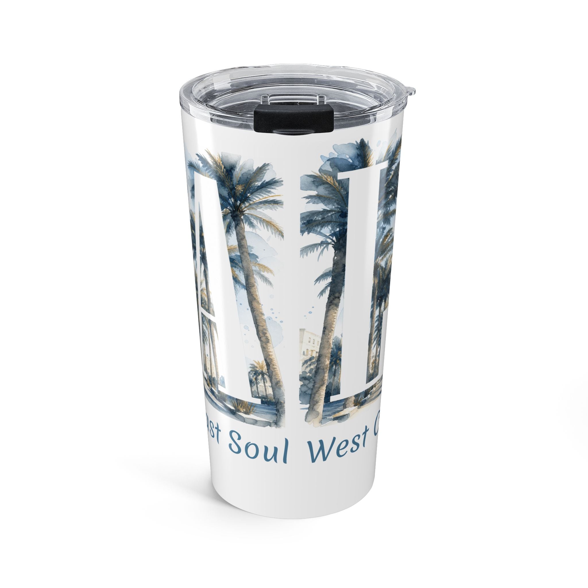 West Coast Soul 20oz Tumbler – LA Watercolor Coastal Palm