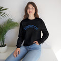 Dispatch Crewneck Sweatshirt — Minimal Pullover with Blue Arched Text
