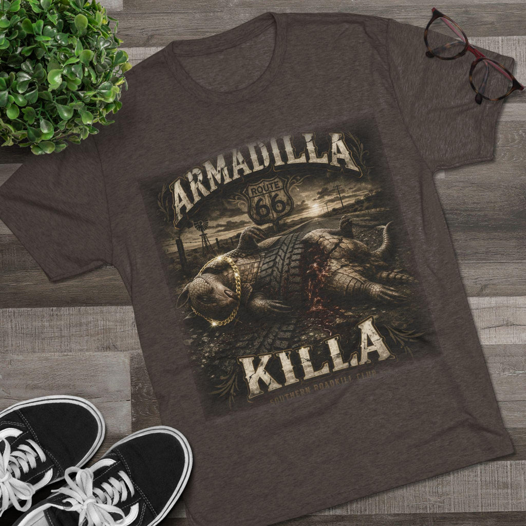 Armadilla Killa skull graphic Tee | Armadillo Route 66 desert illustration