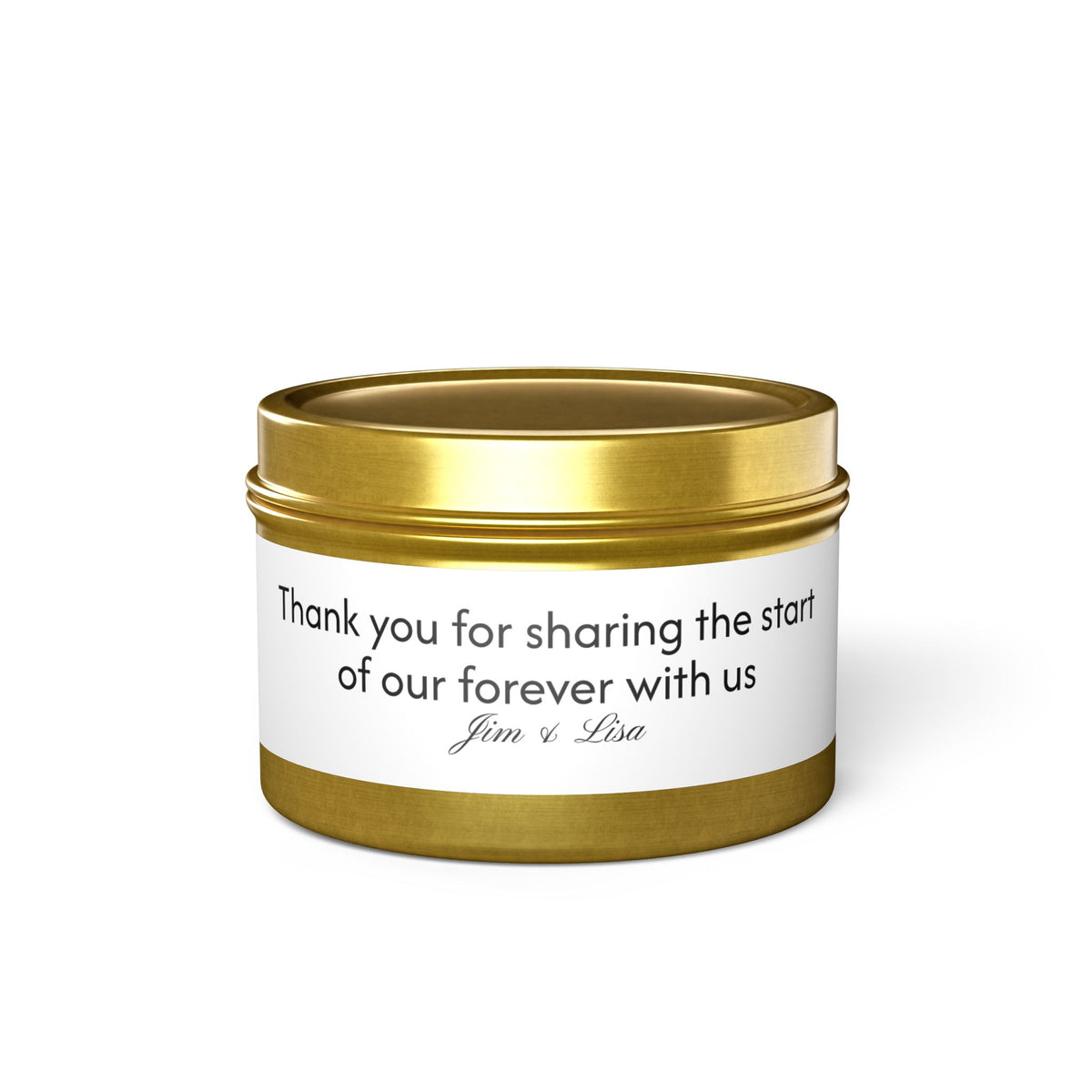 Wedding Favor Tin Candle | Thank you for sharing the start of our forever with us Personalized Favor