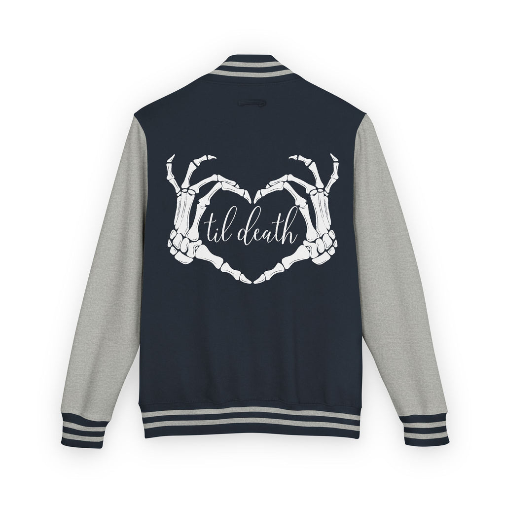 Mrs. Letterman Jacket — 'Til Death Skeleton Heart Hands Varsity Jacket
