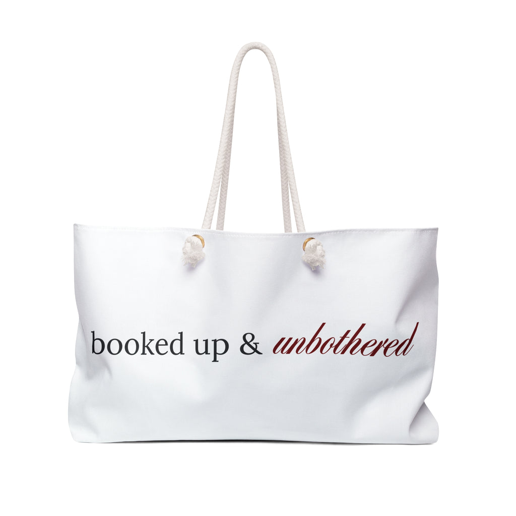 Booked Up & Unbothered — Canvas Weekender Bag