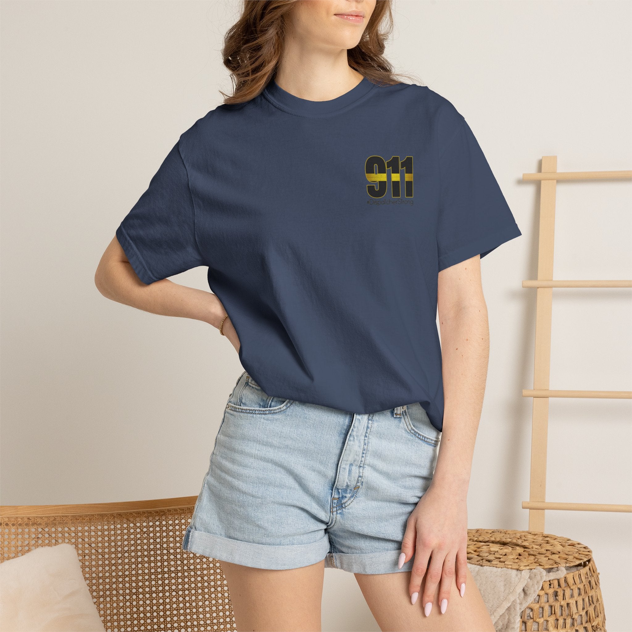911 Dispatcher Strong T-Shirt — Thin Gold Line Emergency Dispatcher Tee