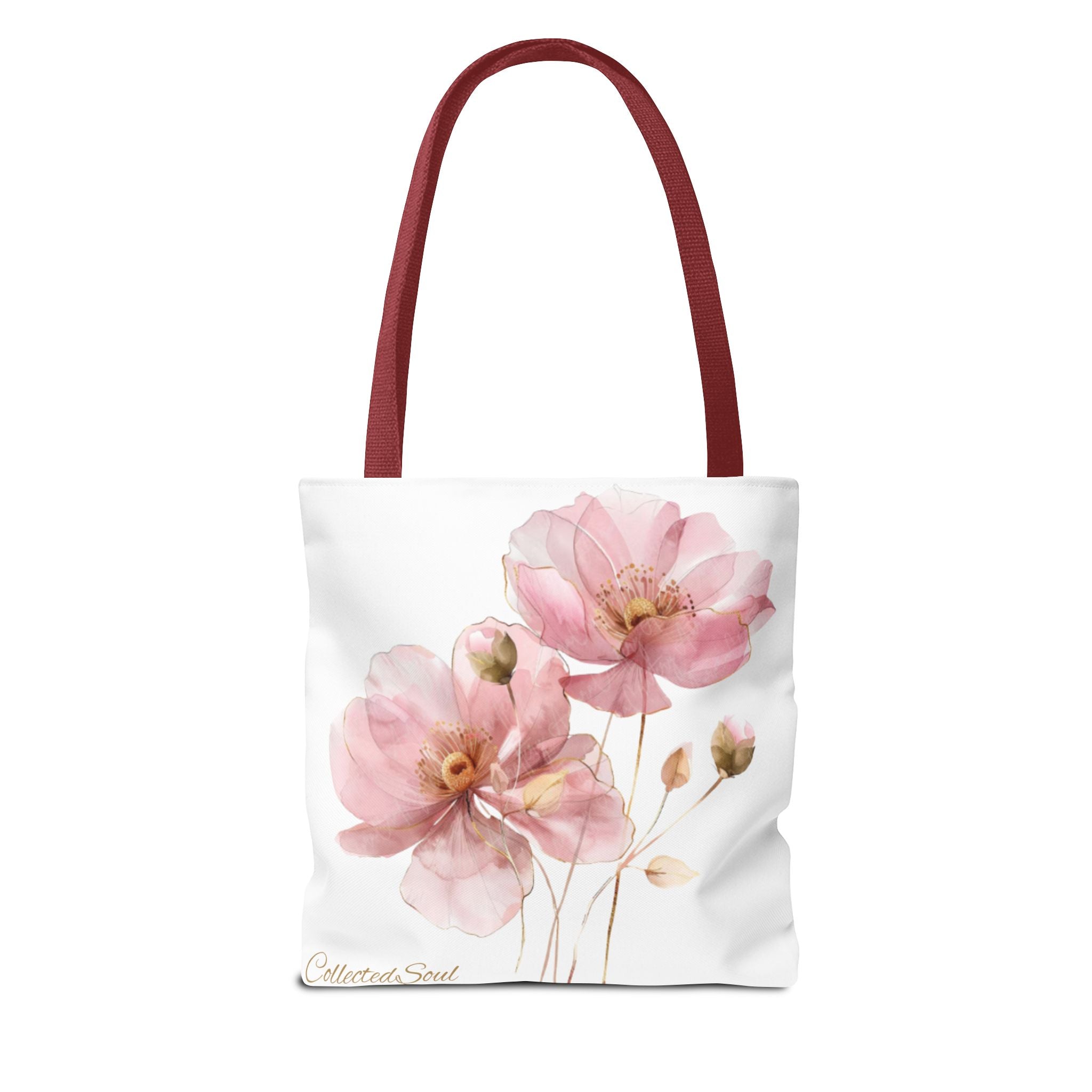 Pink Watercolor Book Tote Bag — Floral Literary Tote for Book Lovers
