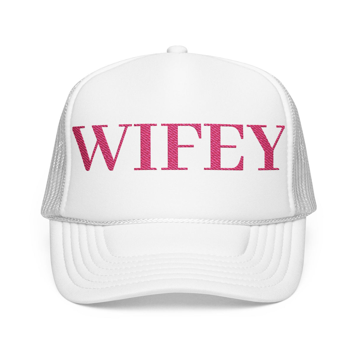 Wifey Foam Trucker Hat | Pink Embroidered Mesh Cap for Bridal, Bachelorette & Everyday Wear