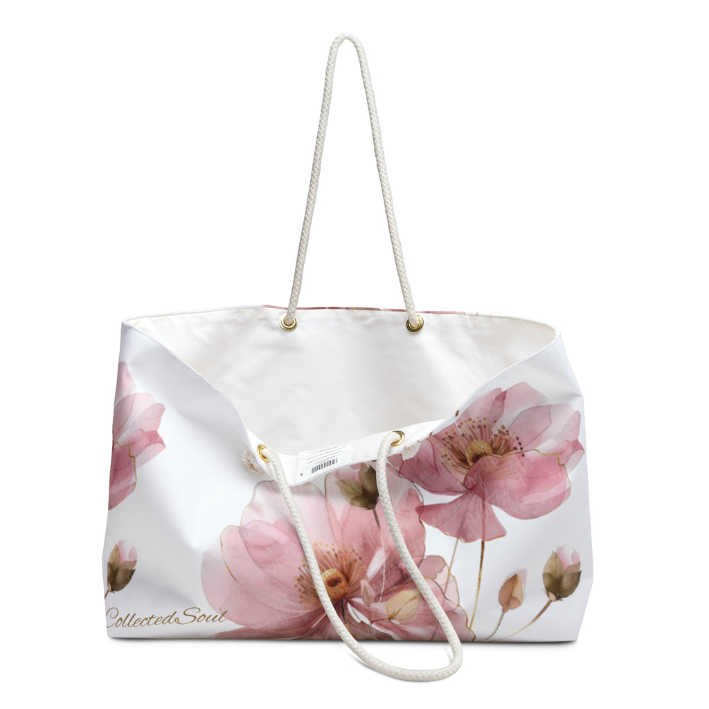 Floral Watercolor Weekender Bag — Pink Blossom Travel Tote
