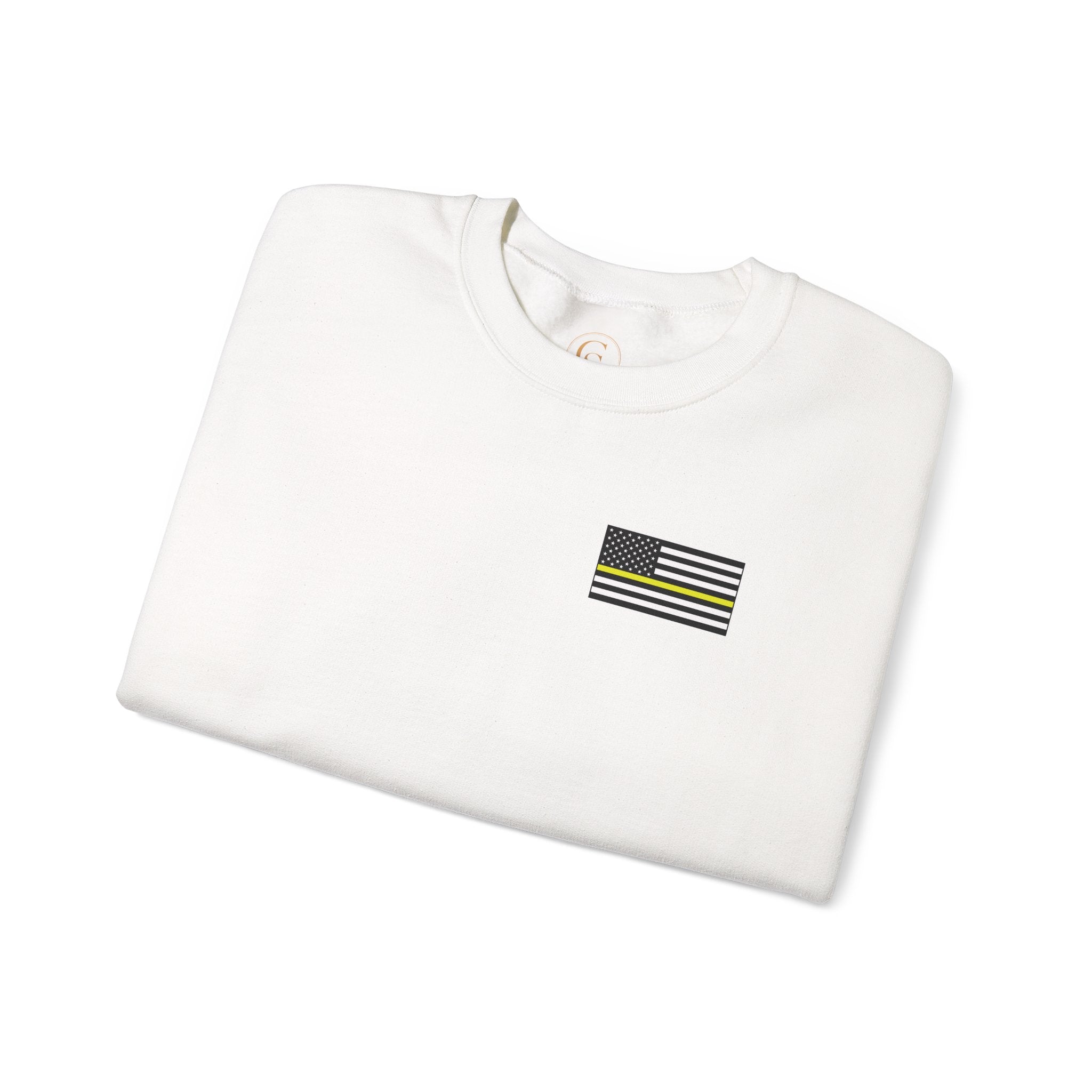 Crewneck Sweatshirt - Thin Yellow Line American Flag Design (Back & Chest)