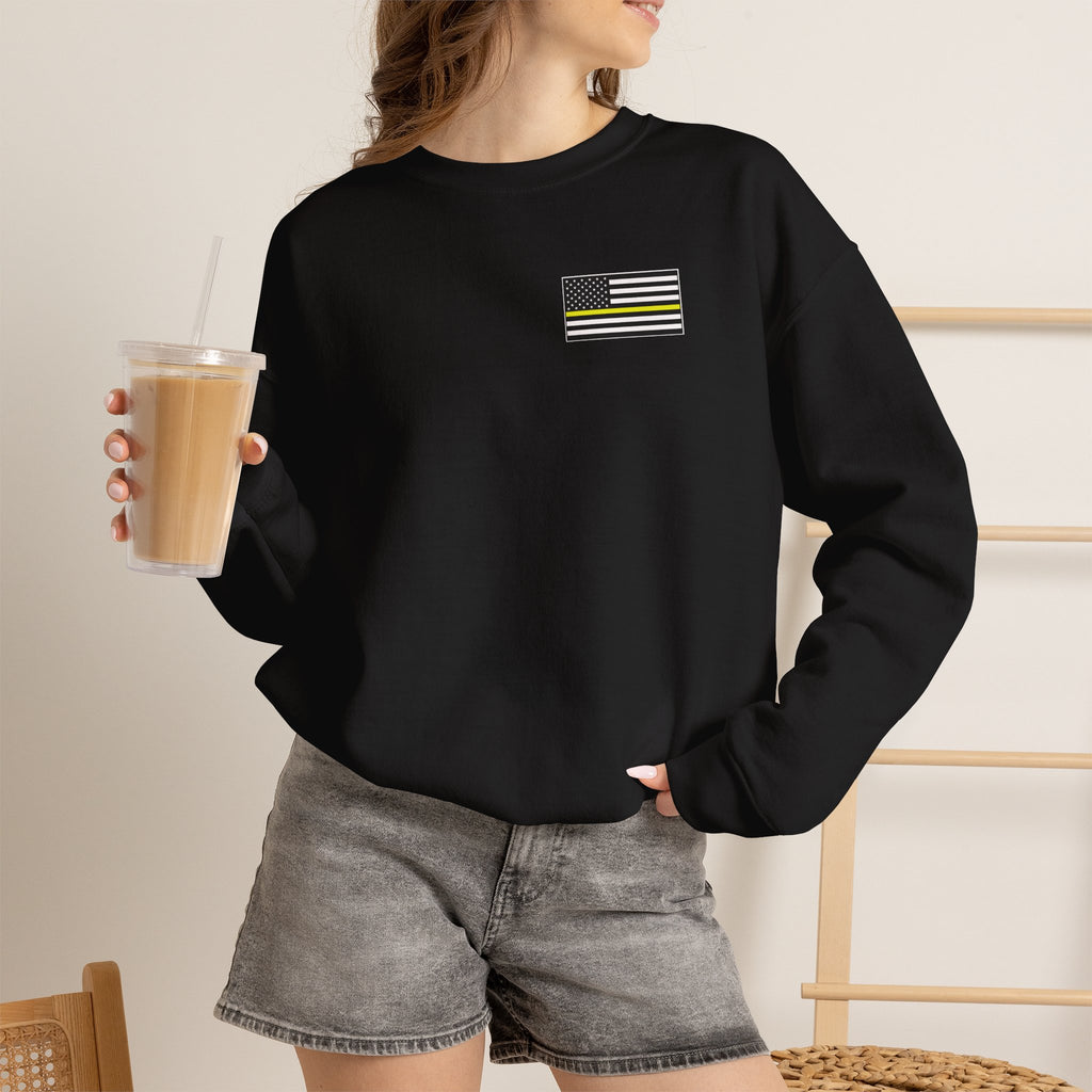 Crewneck Sweatshirt - Thin Yellow Line American Flag Design (Back & Chest)