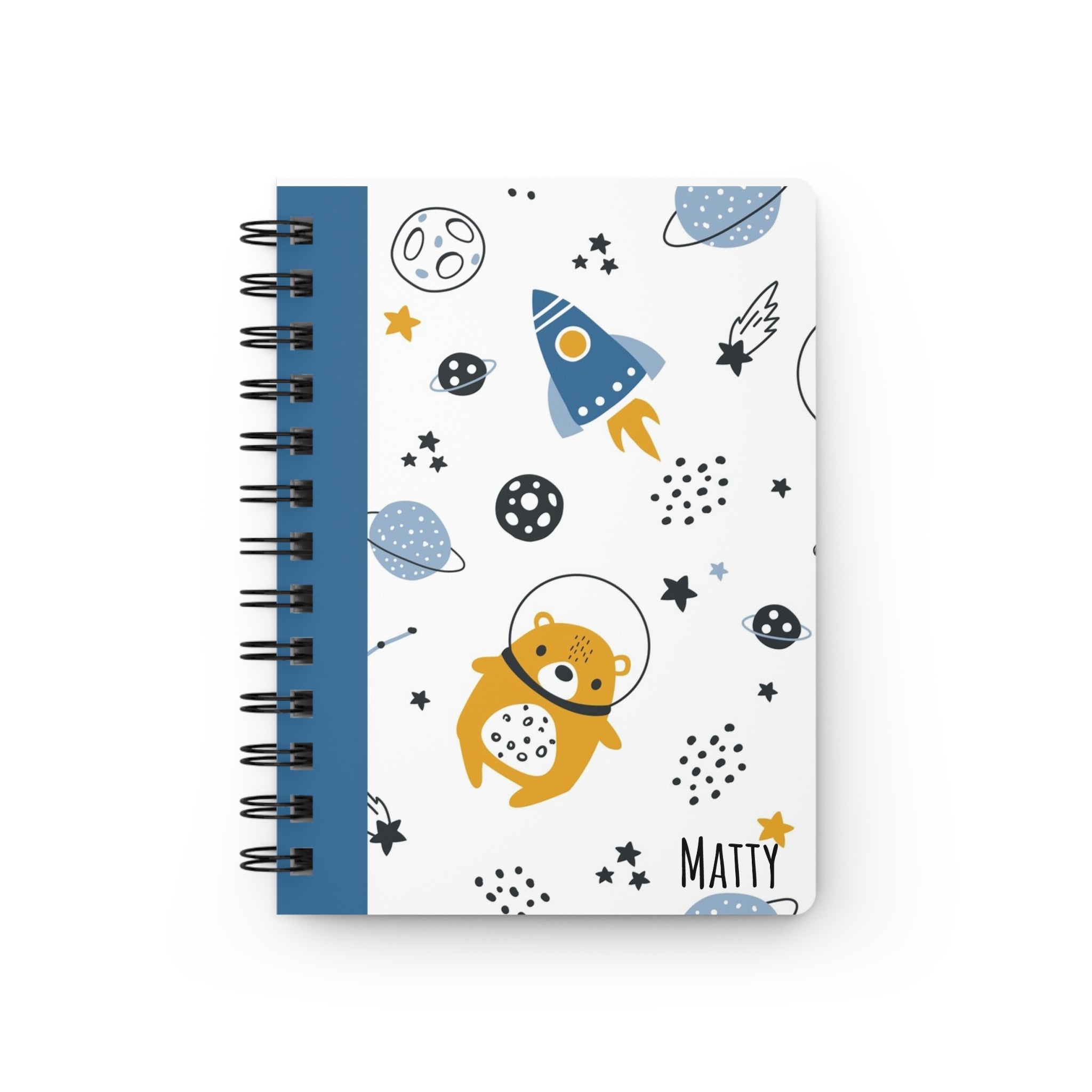 Personalized Dream Big Astronaut Bear Spiral Journal  |  Cute Space Notebook for Kids