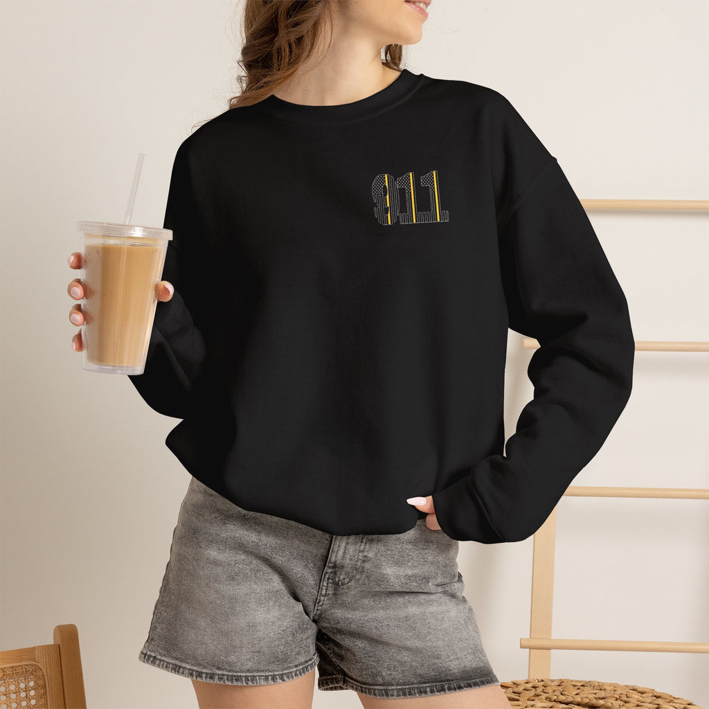 911 Thin Gold Line Flag Crewneck Sweatshirt — Thin Gold Line Dispatcher