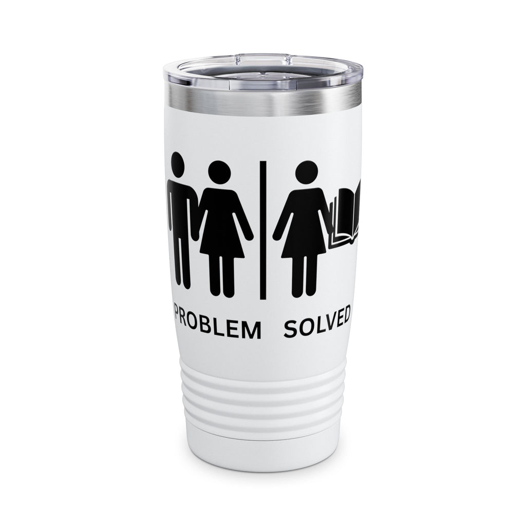 20oz Problem Solved Tumbler – Funny Couple & Book Icon Travel Mug