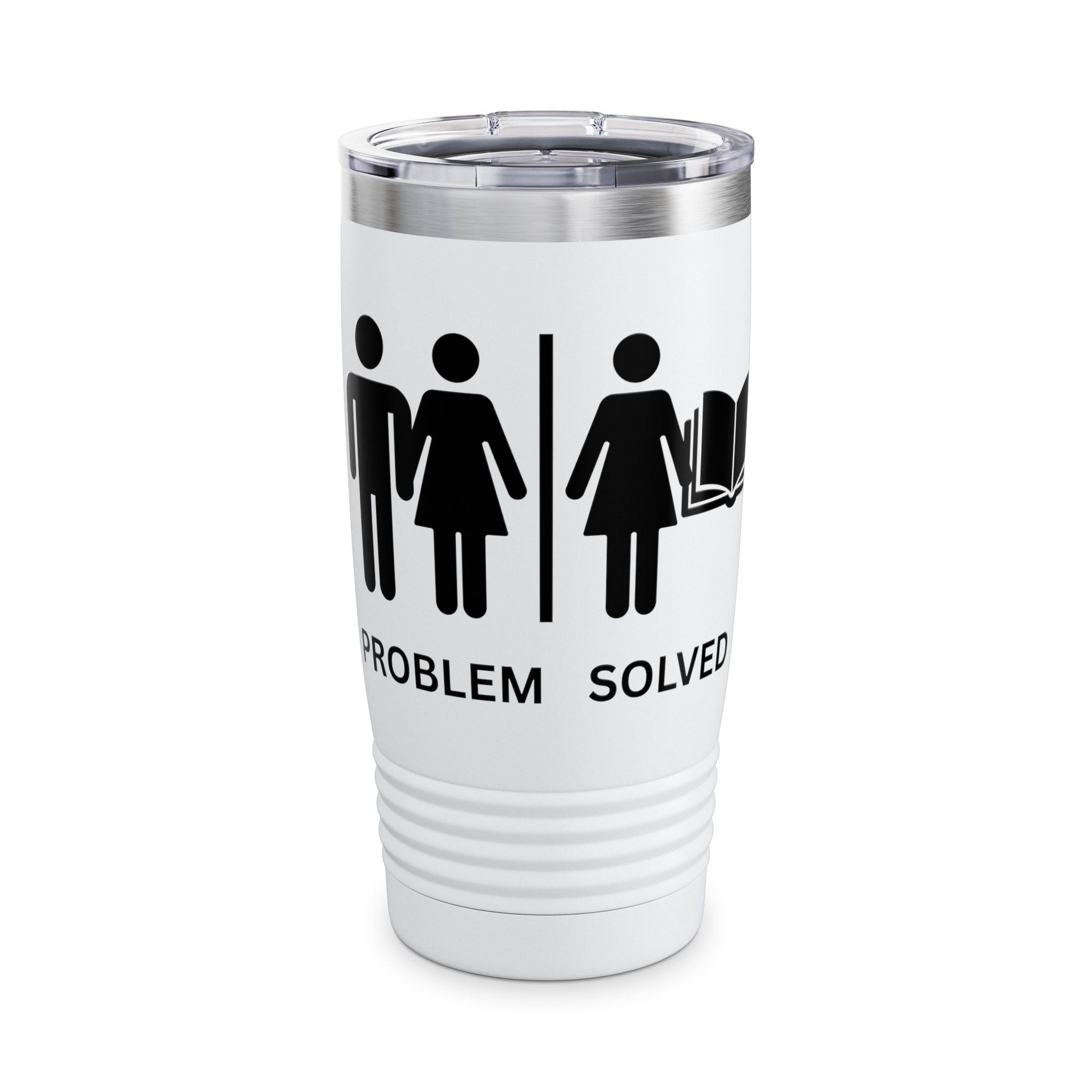 20oz Problem Solved Tumbler – Funny Couple & Book Icon Travel Mug