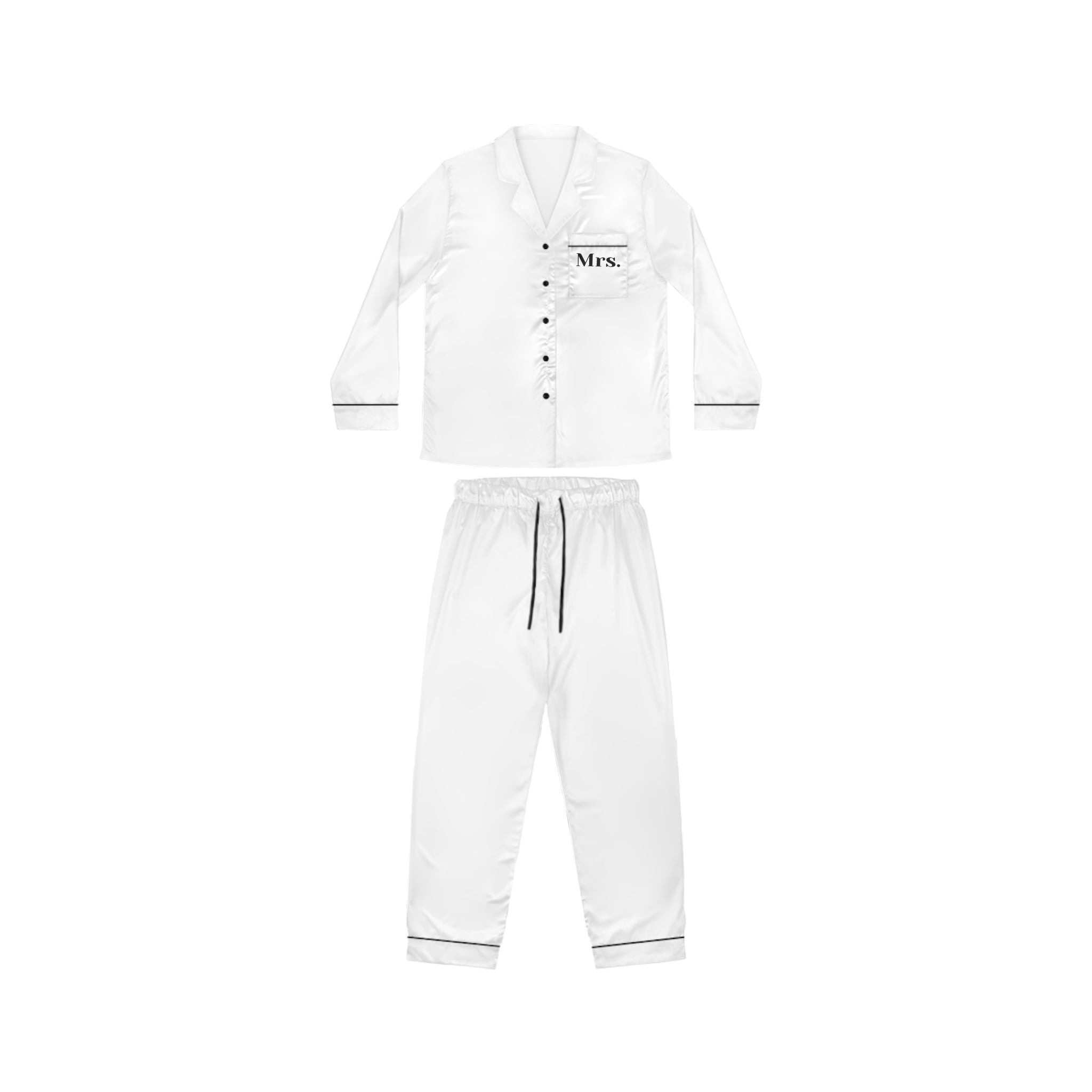 Personalized Women's Satin Pajama Set - Luxurious Silk-Feel Sleepwear