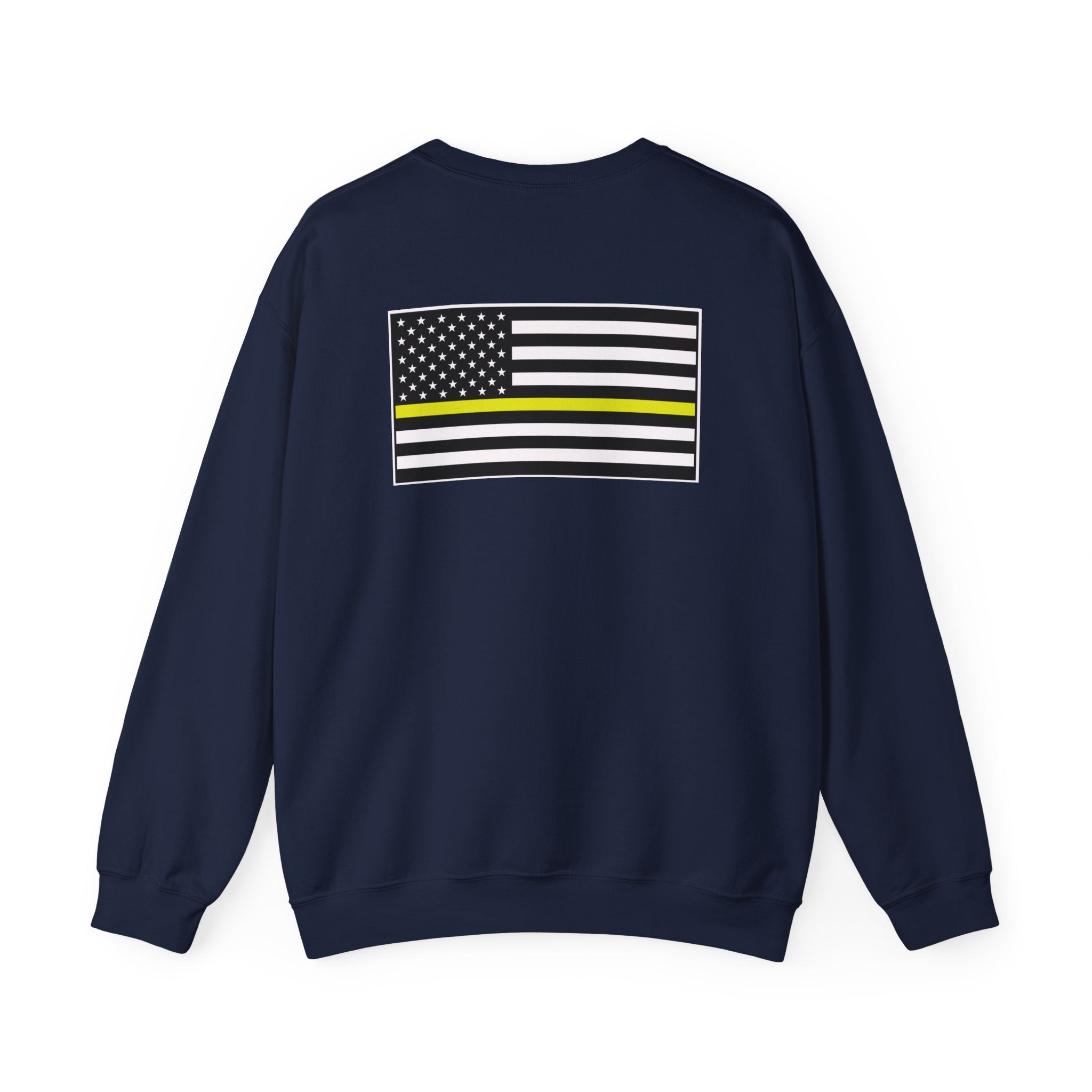 Crewneck Sweatshirt - Thin Yellow Line American Flag Design (Back & Chest)
