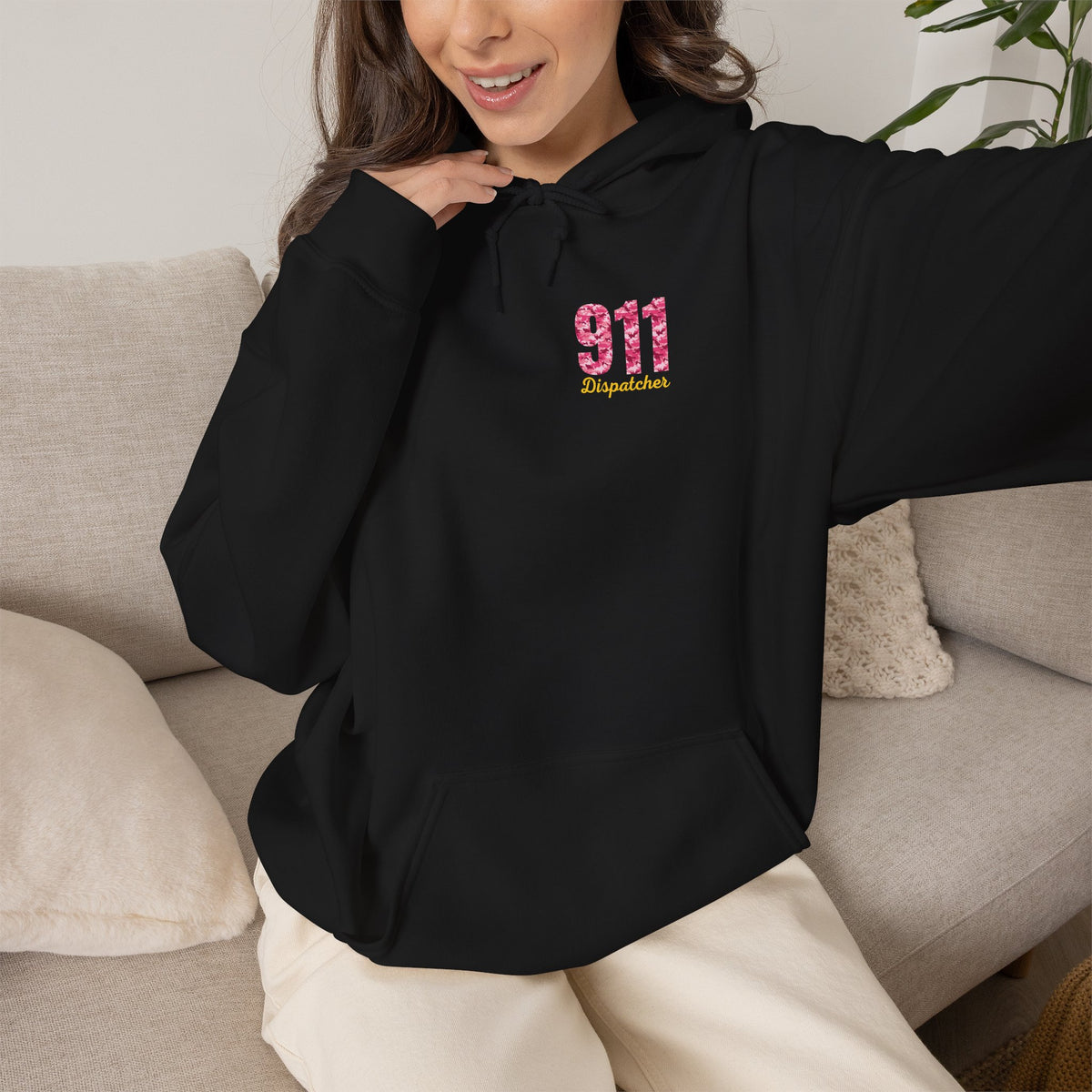 911 Dispatcher Hoodie — Pink Camo Emergency Dispatcher Gift