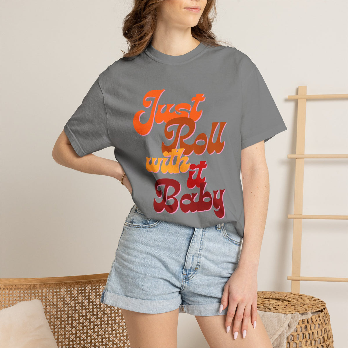 Just Roll With It Baby T-Shirt — Retro Script Tee