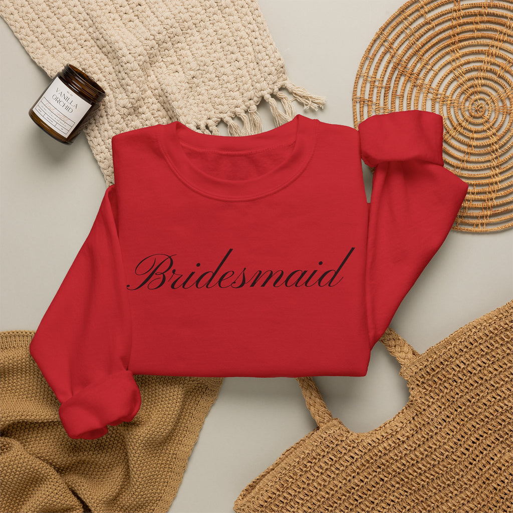 Bridesmaid Crewneck Sweatshirt - Elegant Script Bridal Party Pullover