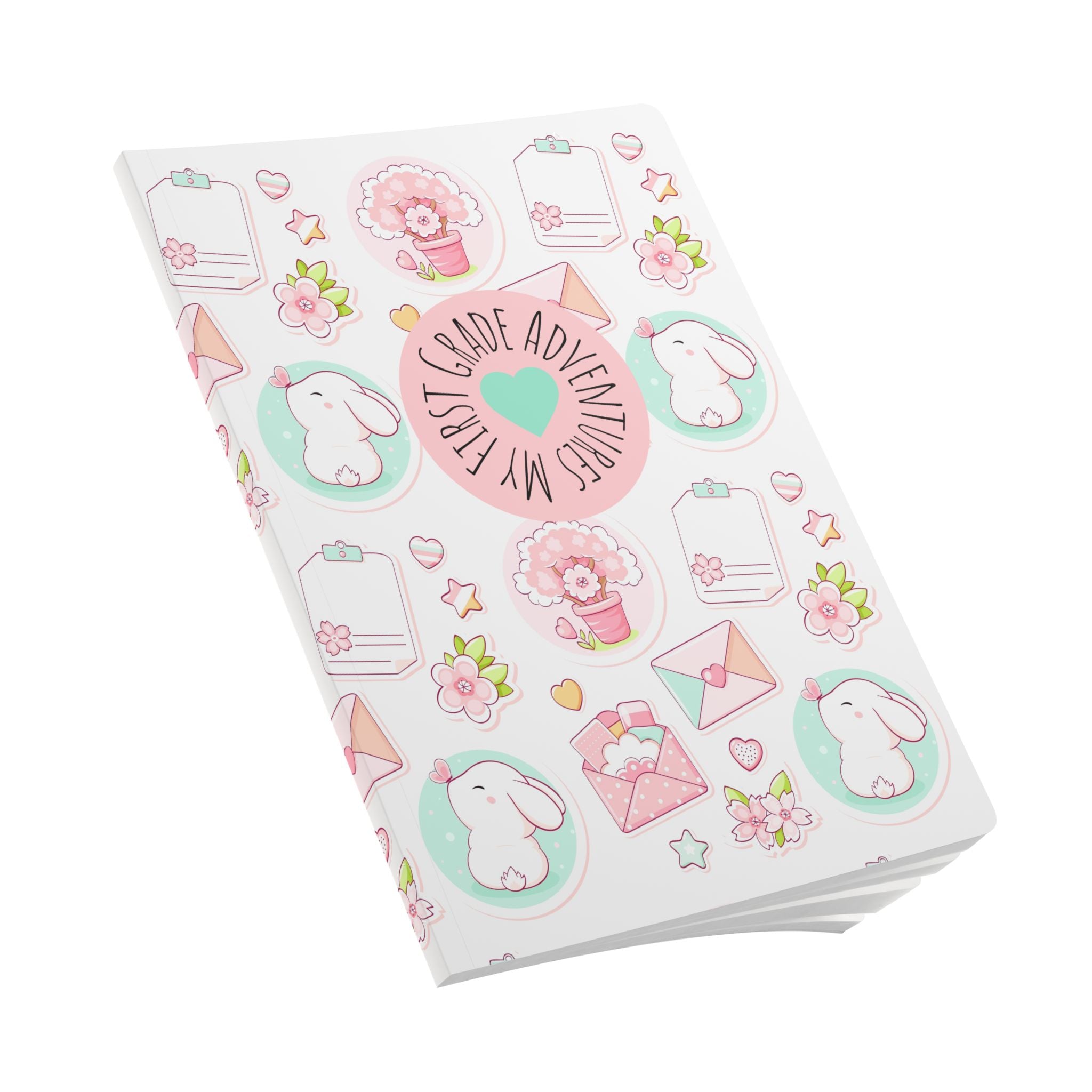 Cute Pastel First Grade Journal — "My First Grade Adventures" Softcover Notebook