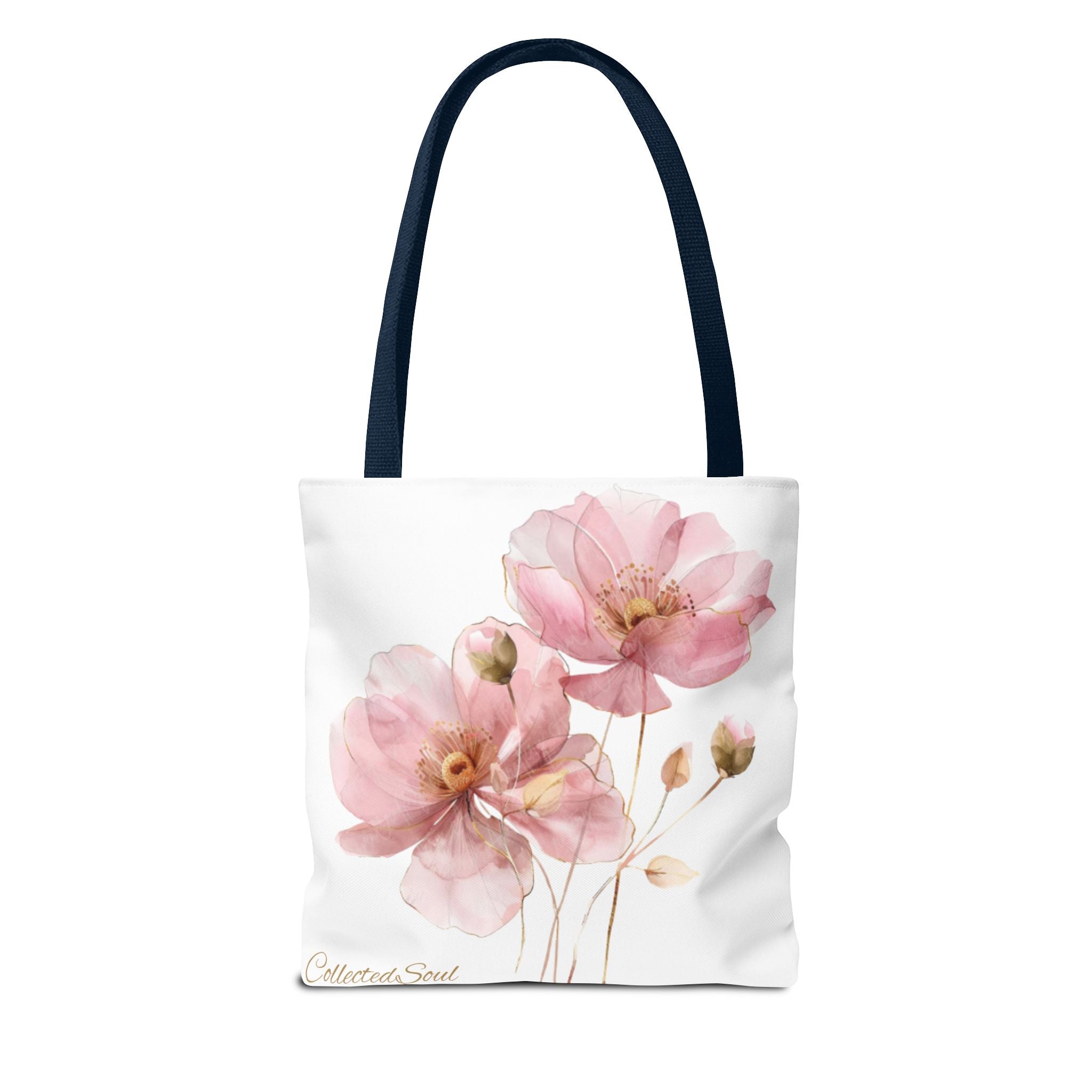 Pink Watercolor Book Tote Bag — Floral Literary Tote for Book Lovers